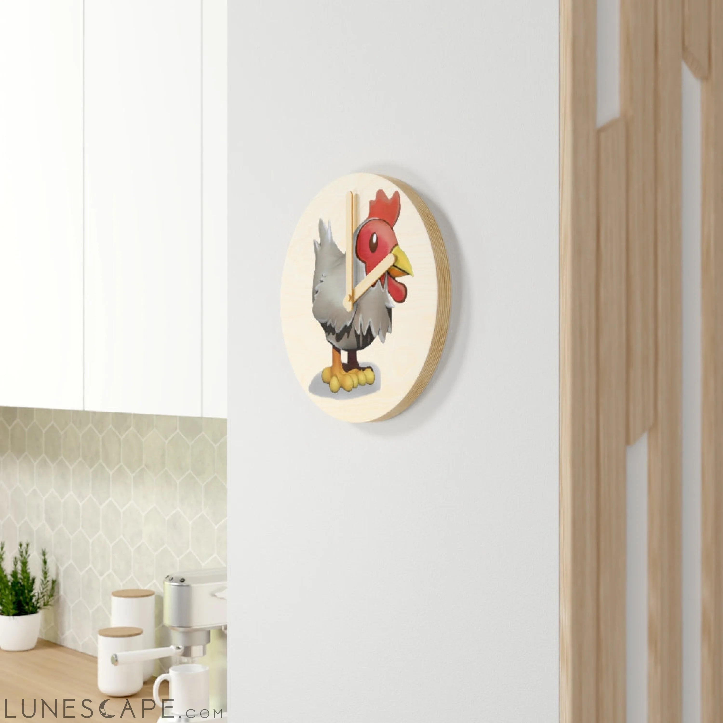 Chicken Wooden Wall Clock LUNESCAPE