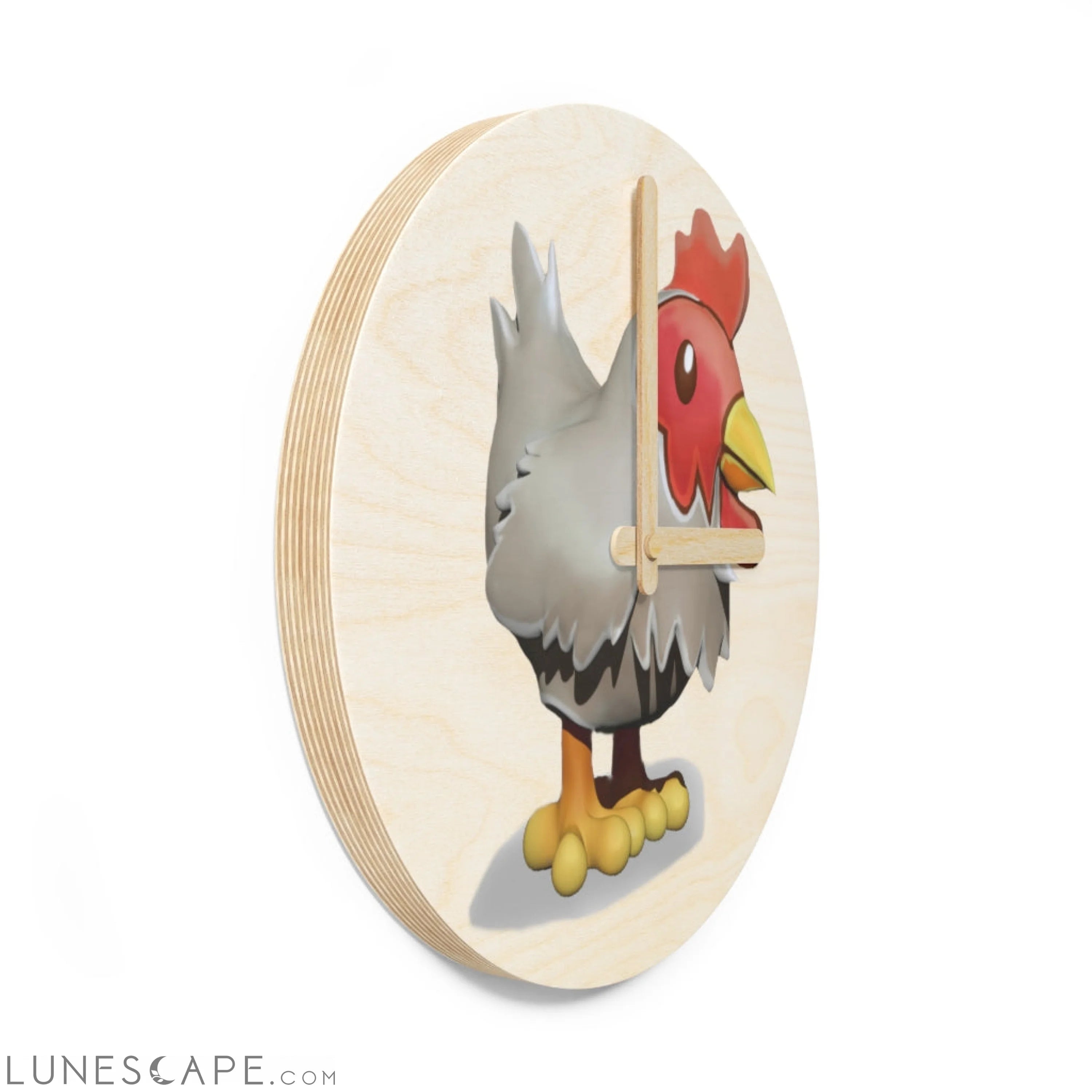 Chicken Wooden Wall Clock LUNESCAPE
