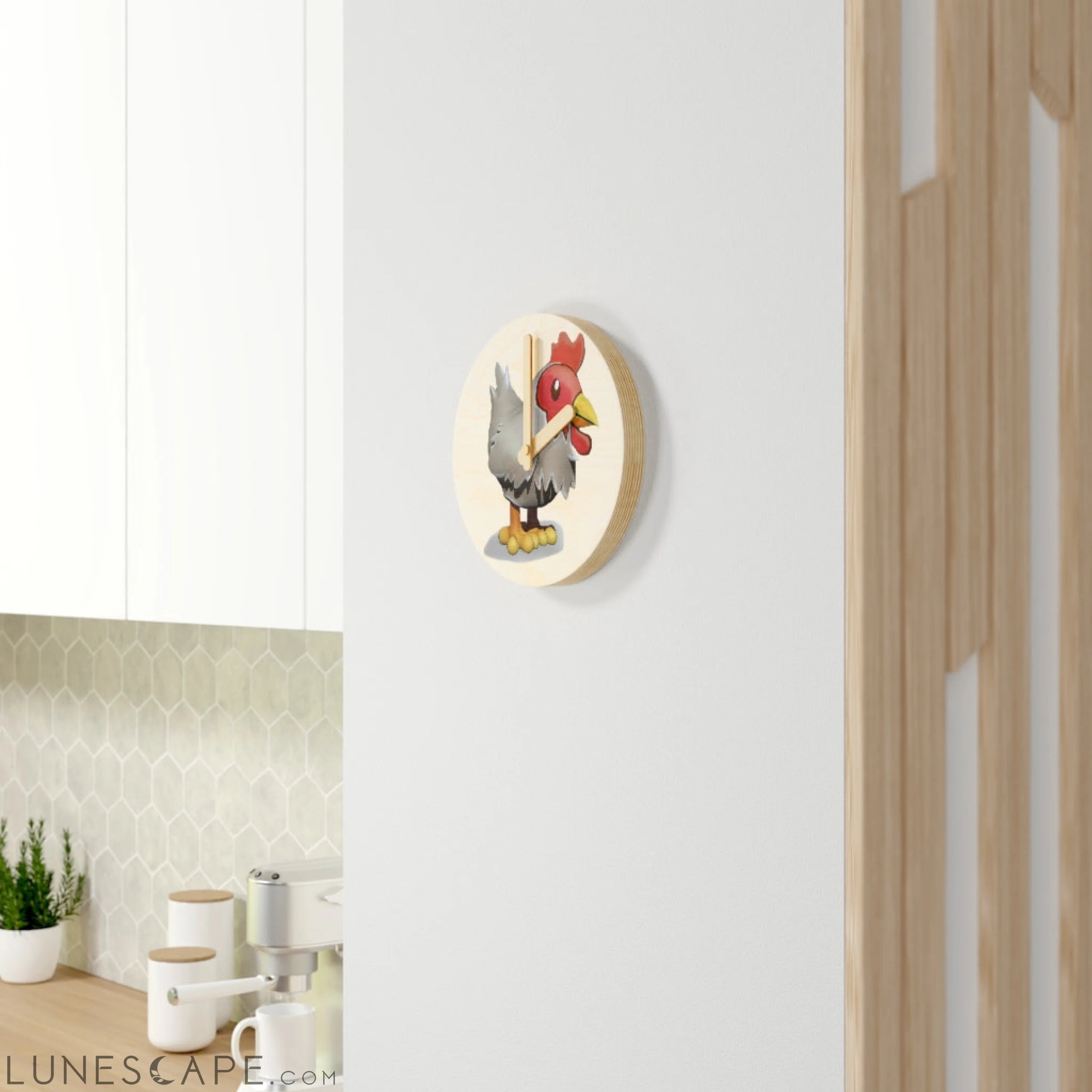Chicken Wooden Wall Clock LUNESCAPE