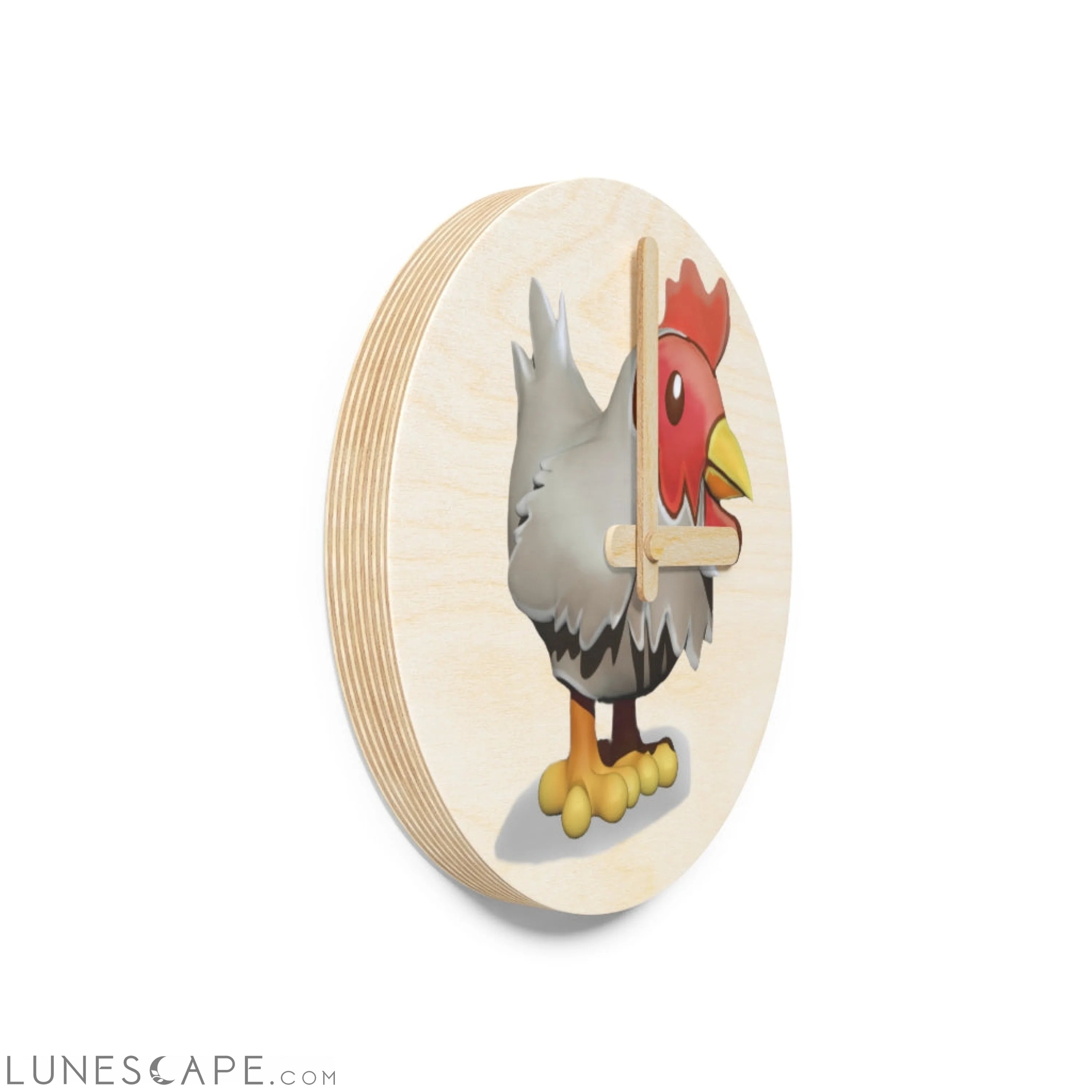 Chicken Wooden Wall Clock LUNESCAPE