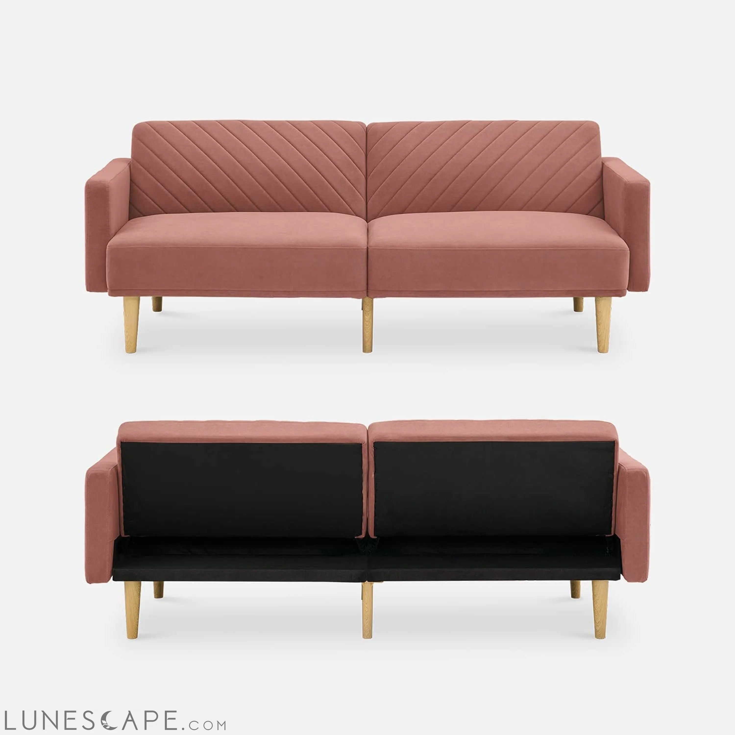 Chloe Futon Sofa Bed with Tapered Legs LUNESCAPE