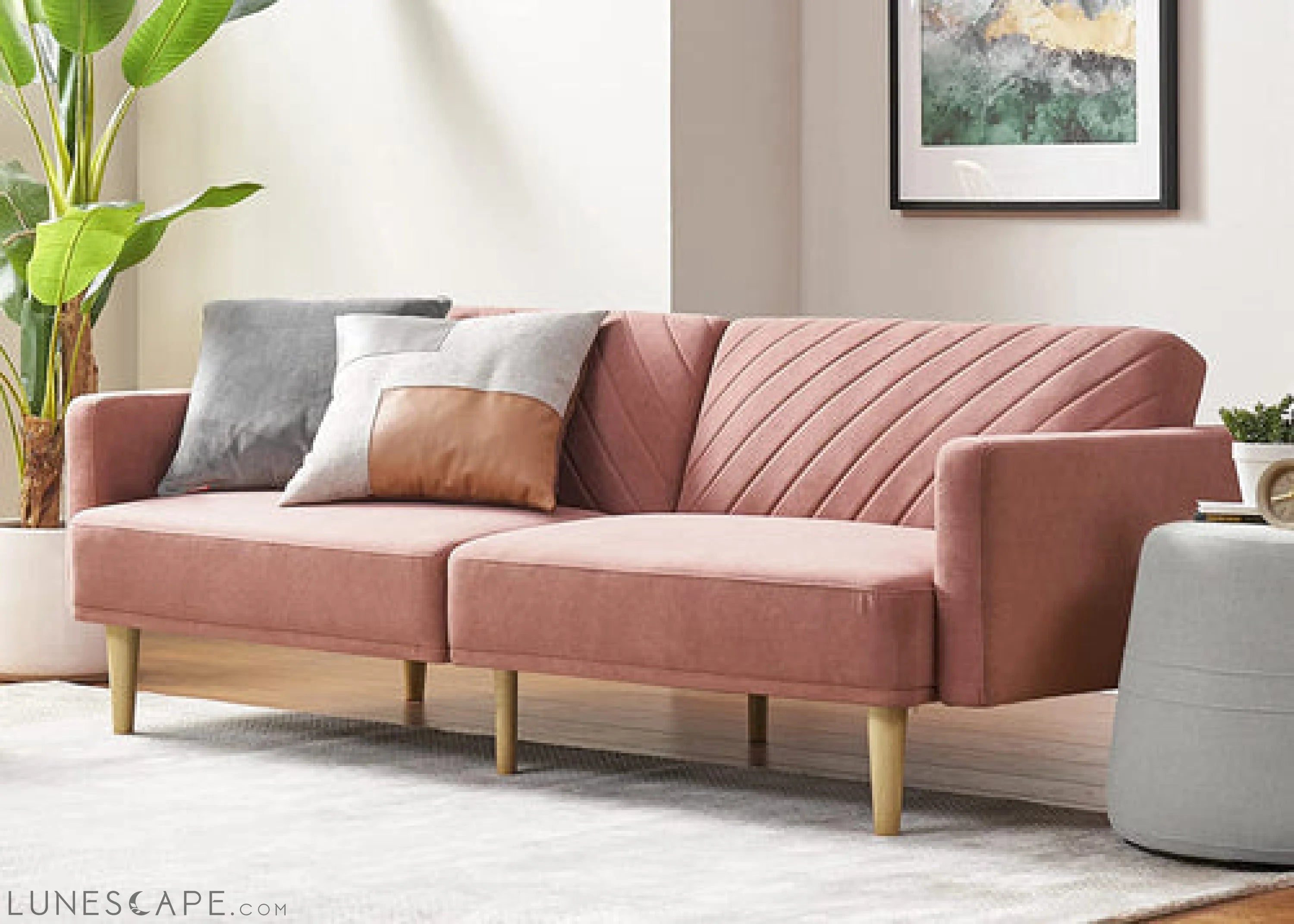 Chloe Futon Sofa Bed with Tapered Legs LUNESCAPE