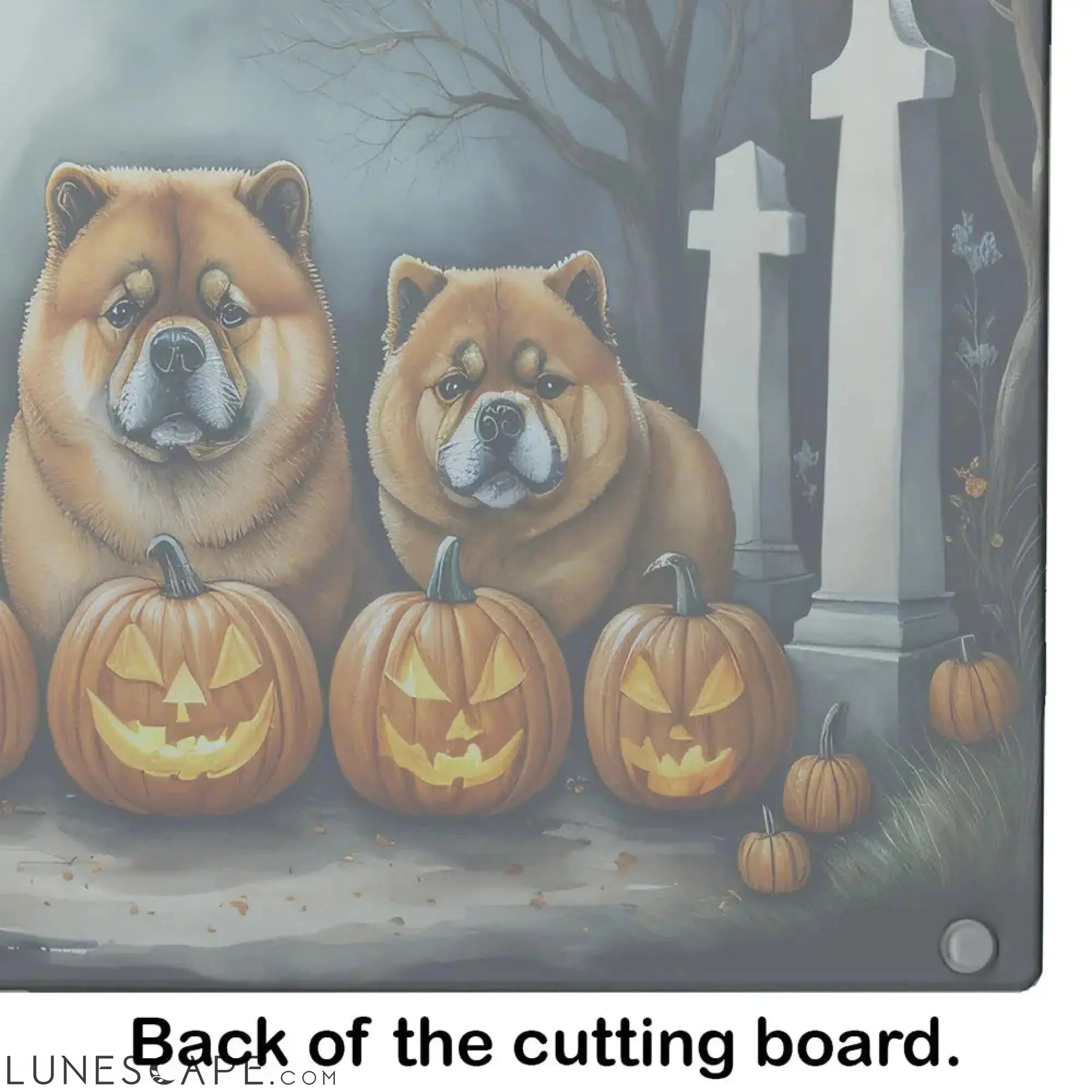 Chow Chow Spooky Halloween Glass Cutting Board LUNESCAPE