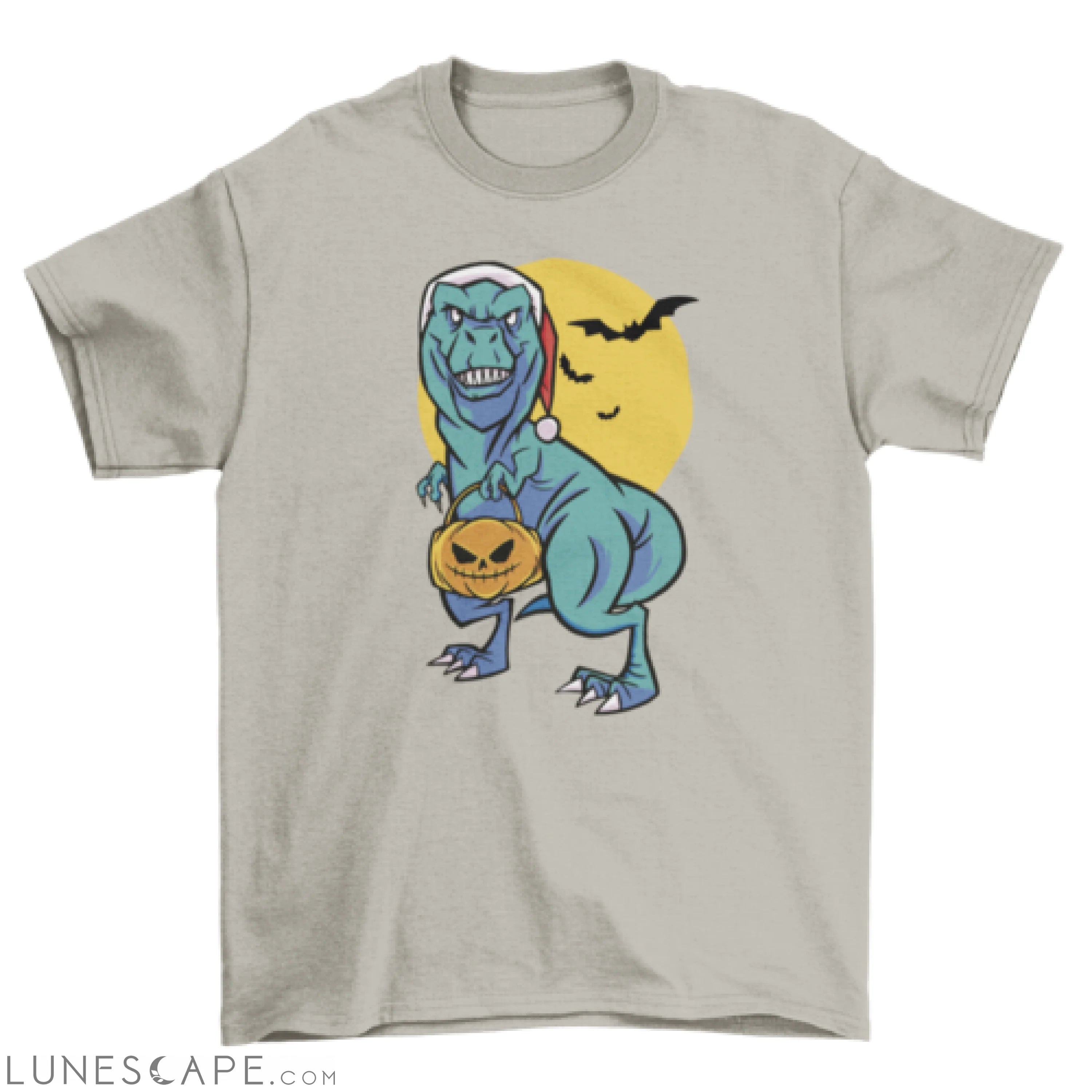 Christmas and Halloween t-rex t-shirt LUNESCAPE