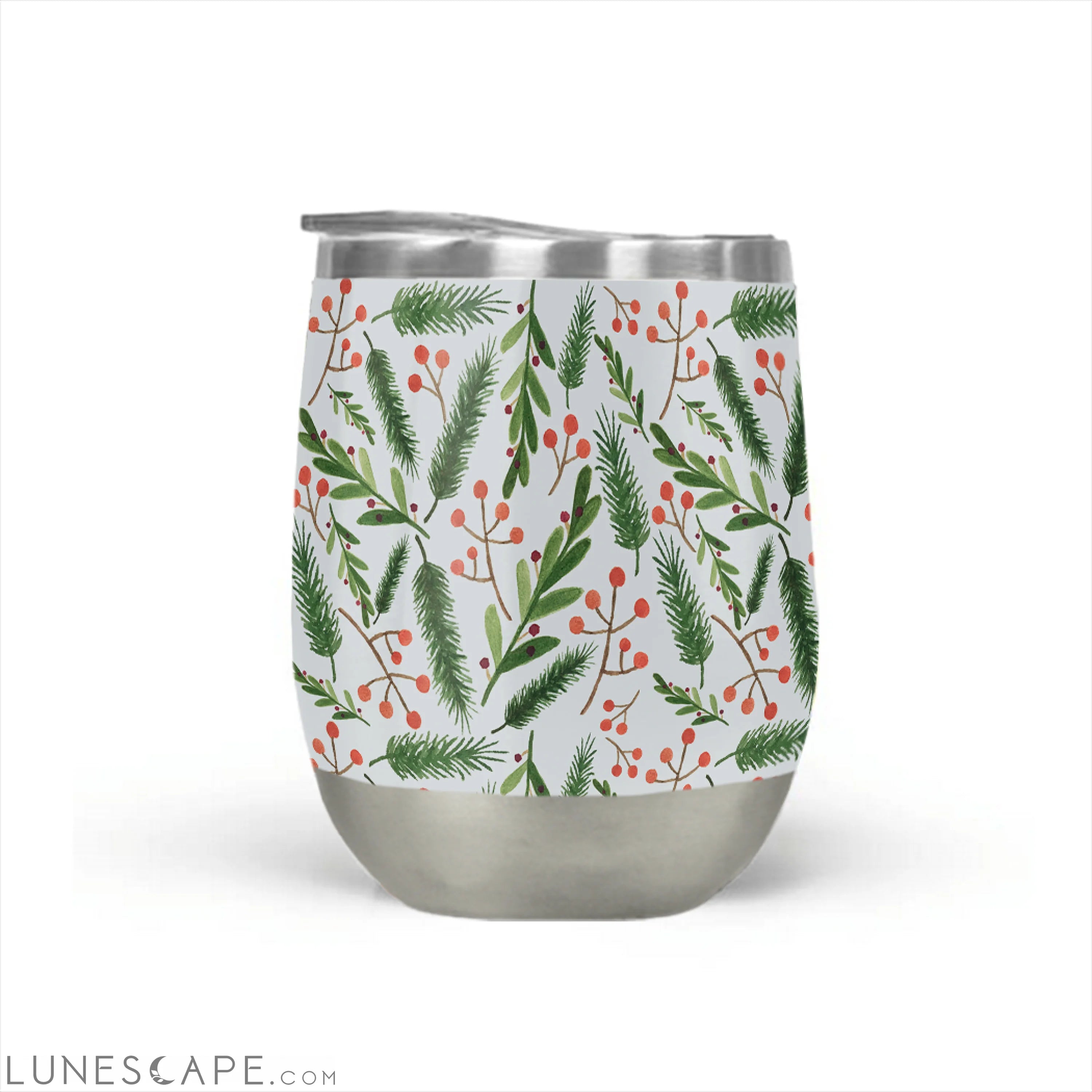 Christmas Branch Stemless Wine Tumbler LUNESCAPE