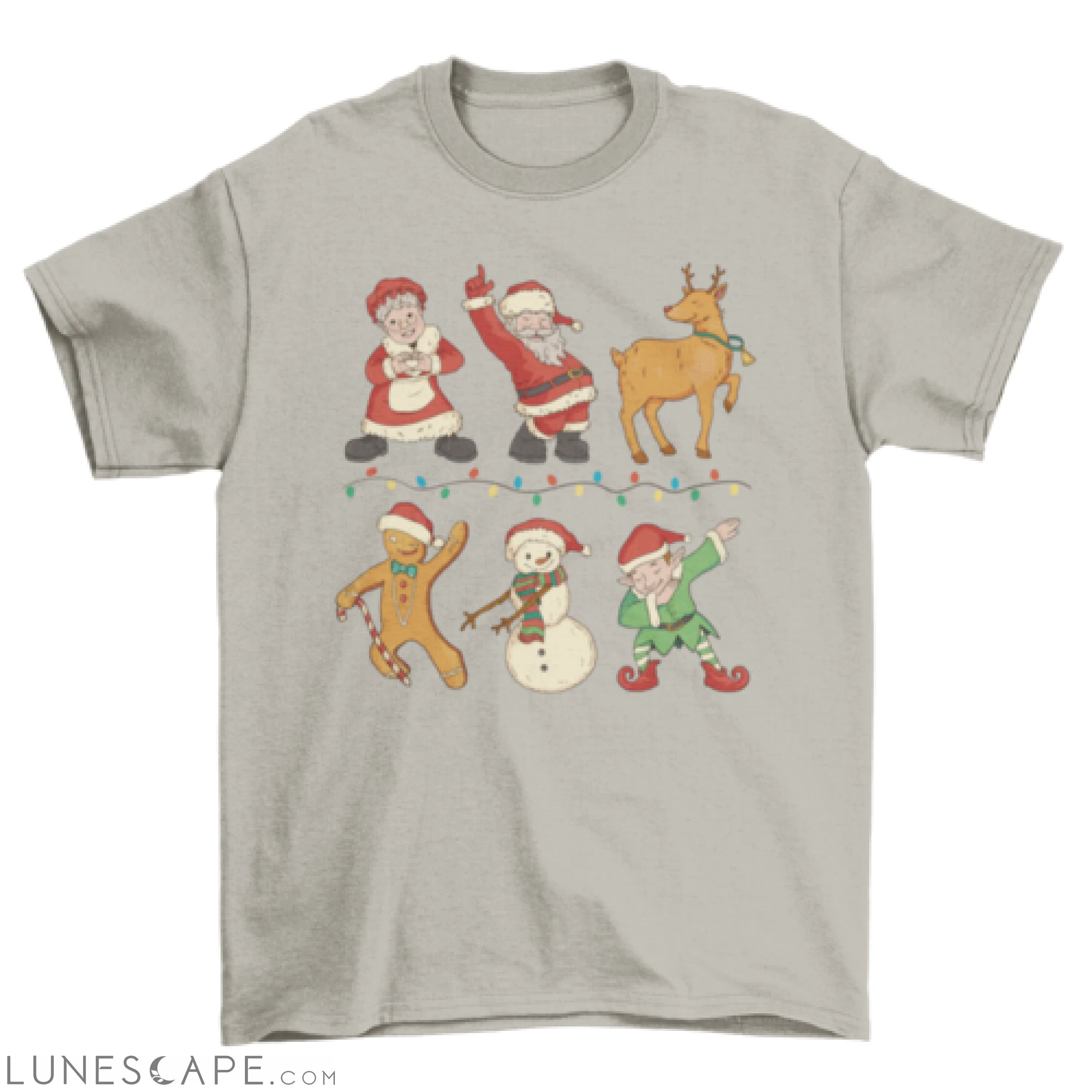 Christmas characters dancing t-shirt LUNESCAPE