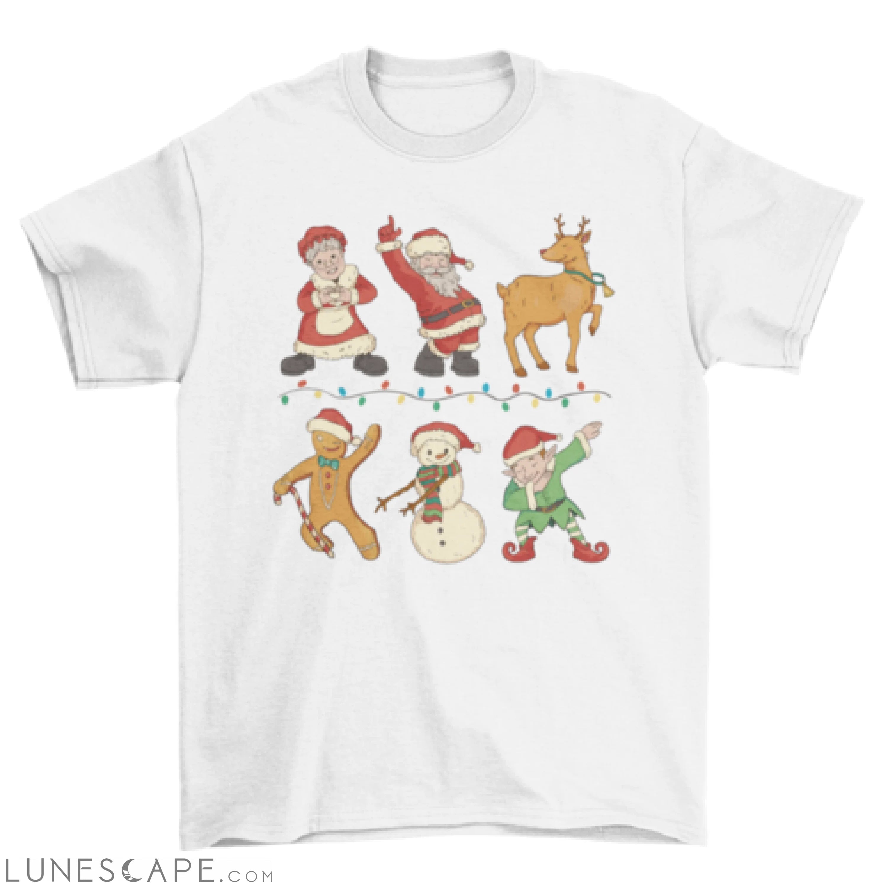 Christmas characters dancing t-shirt LUNESCAPE