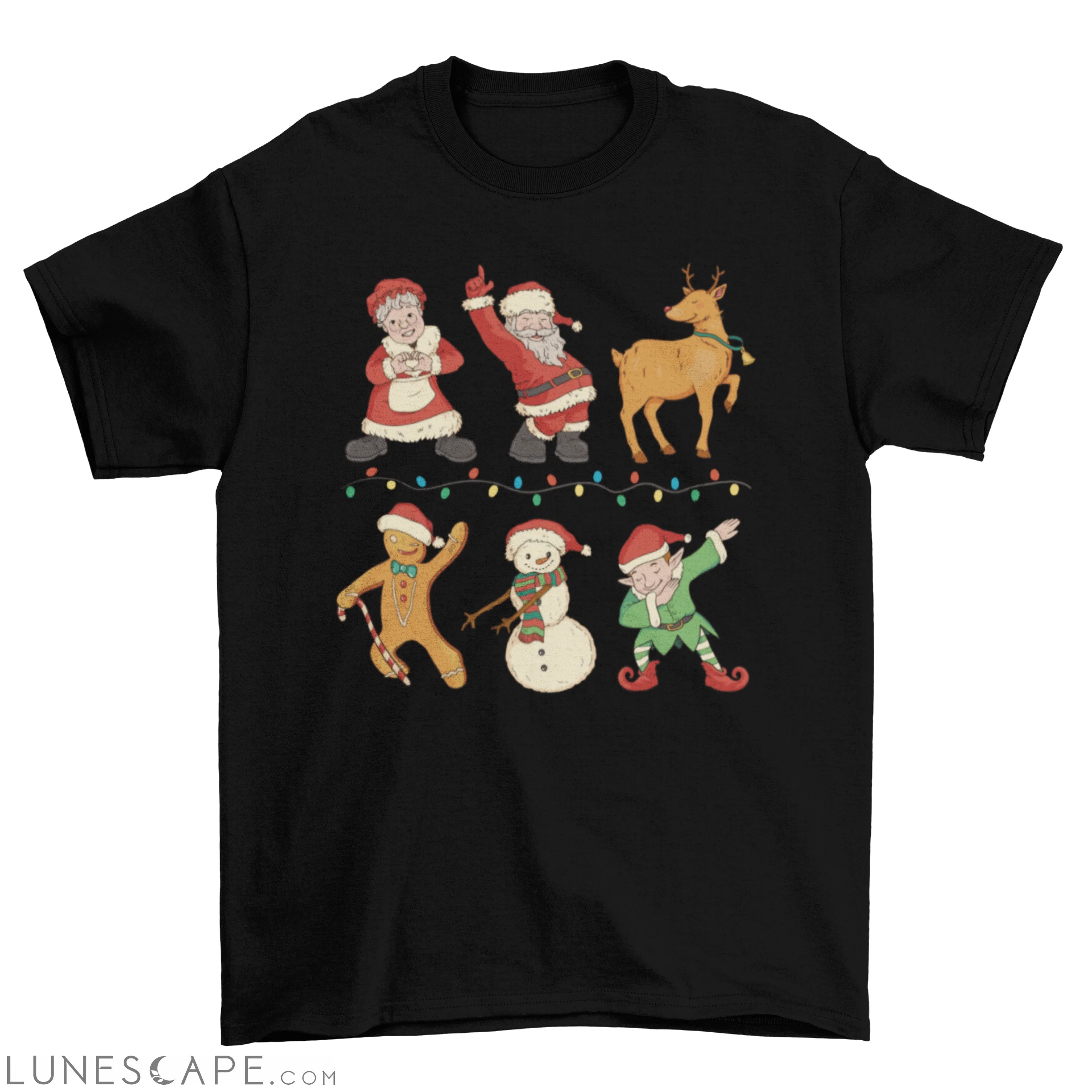 Christmas characters dancing t-shirt LUNESCAPE
