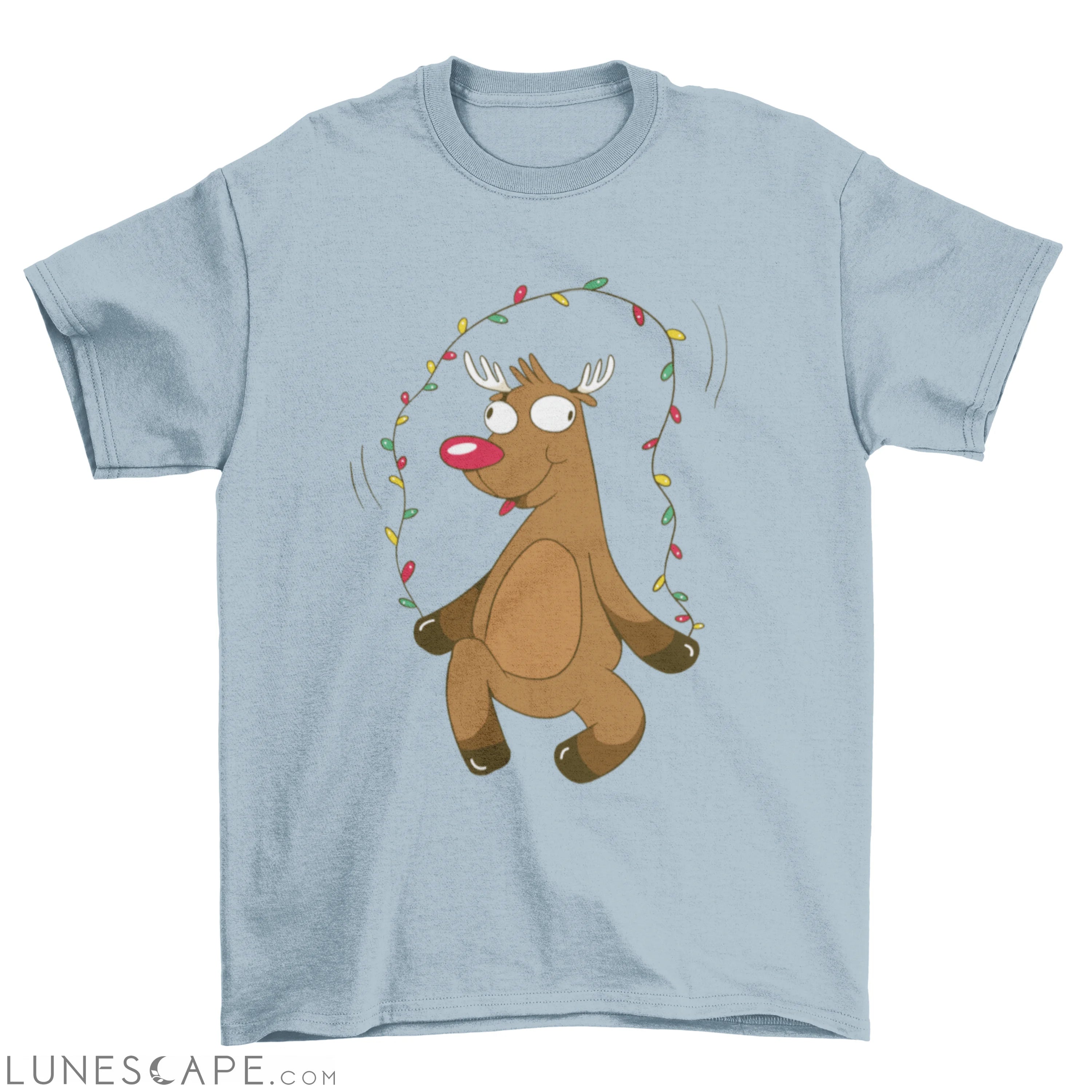 Christmas reindeer jumping rope t-shirt design LUNESCAPE