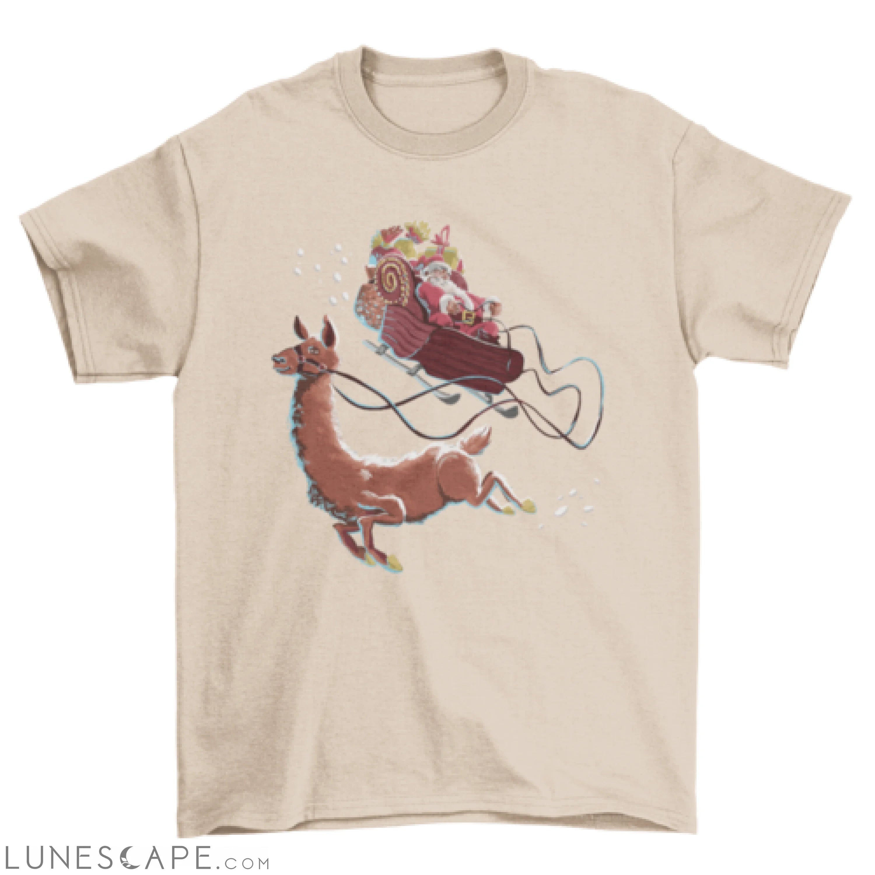 Christmas Santa and llama t-shirt LUNESCAPE
