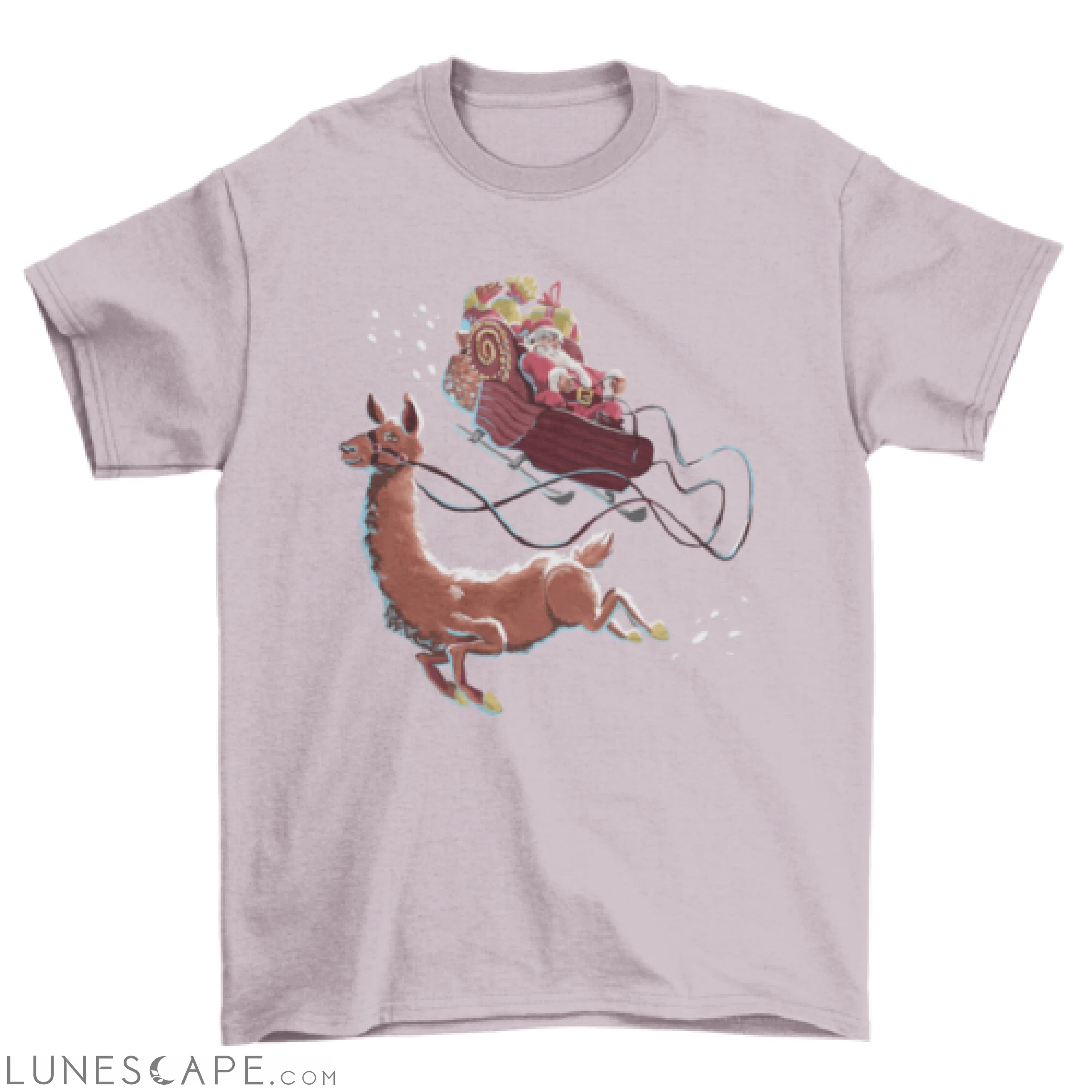 Christmas Santa and llama t-shirt LUNESCAPE