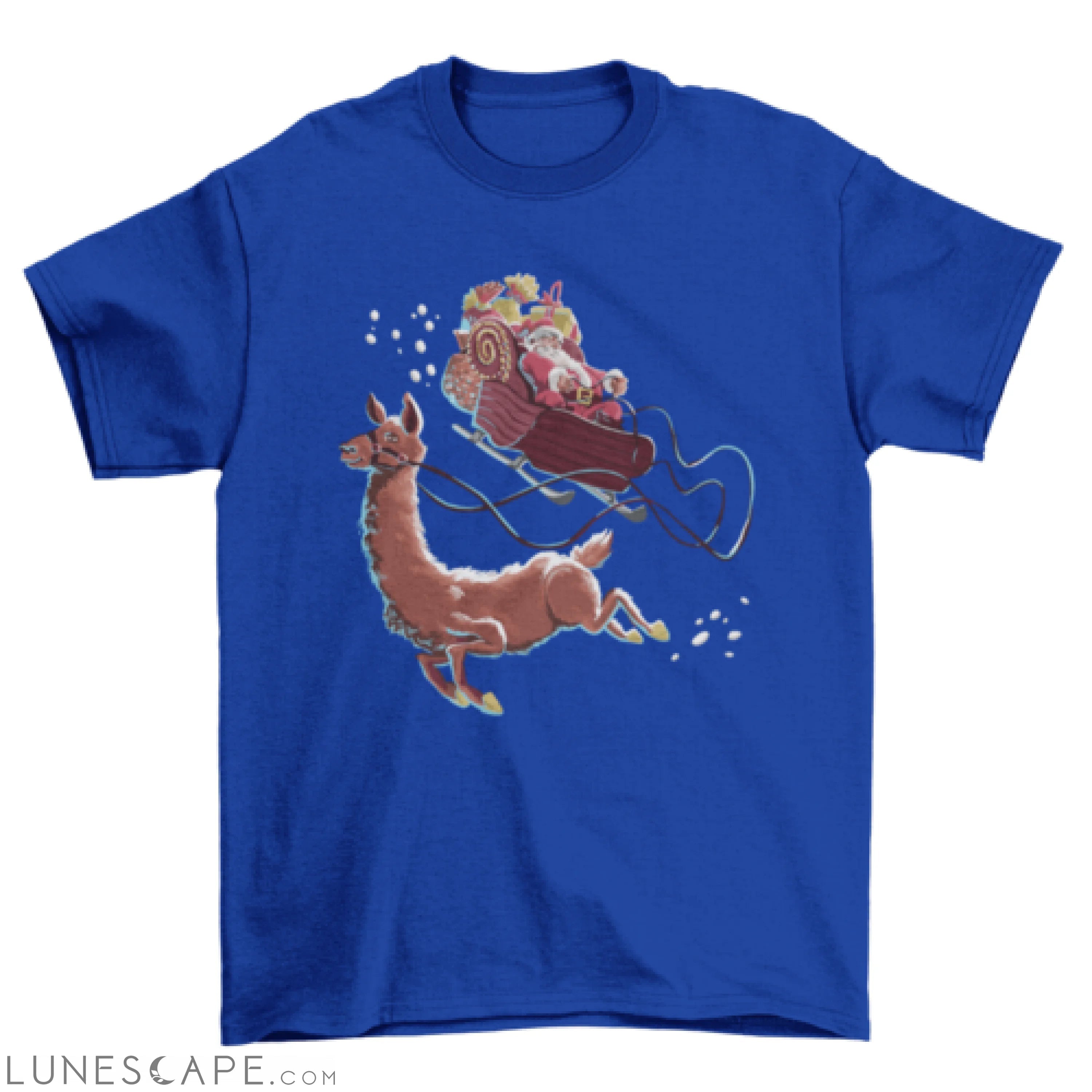 Christmas Santa and llama t-shirt LUNESCAPE