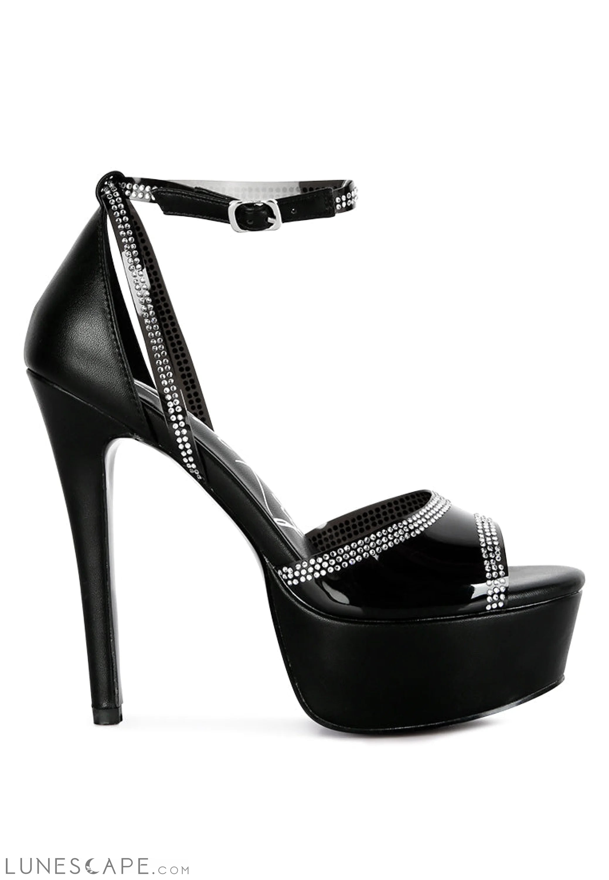 Cinderella Rhinestones Embellished Stiletto Platform Sandals LUNESCAPE