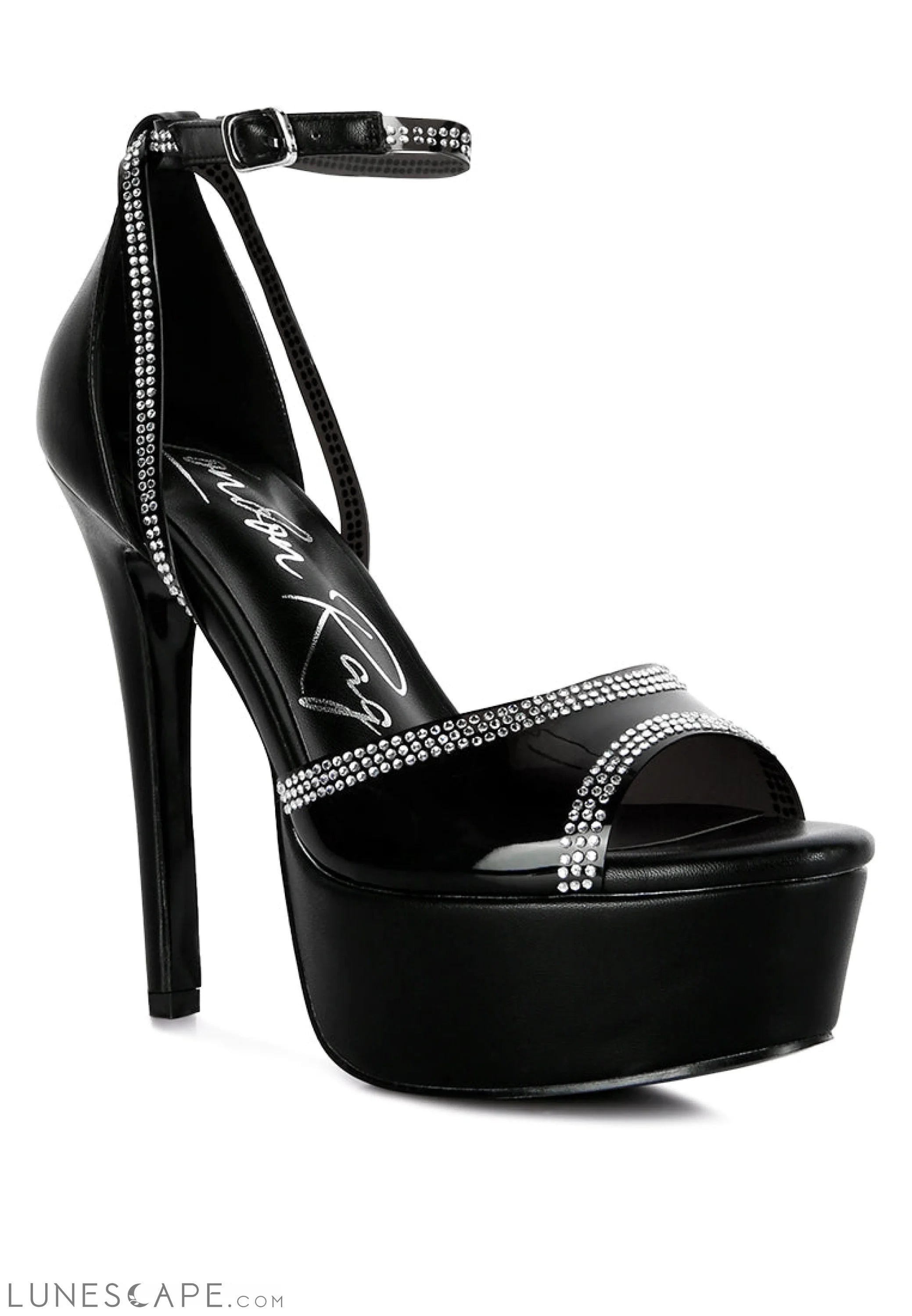 Cinderella Rhinestones Embellished Stiletto Platform Sandals LUNESCAPE