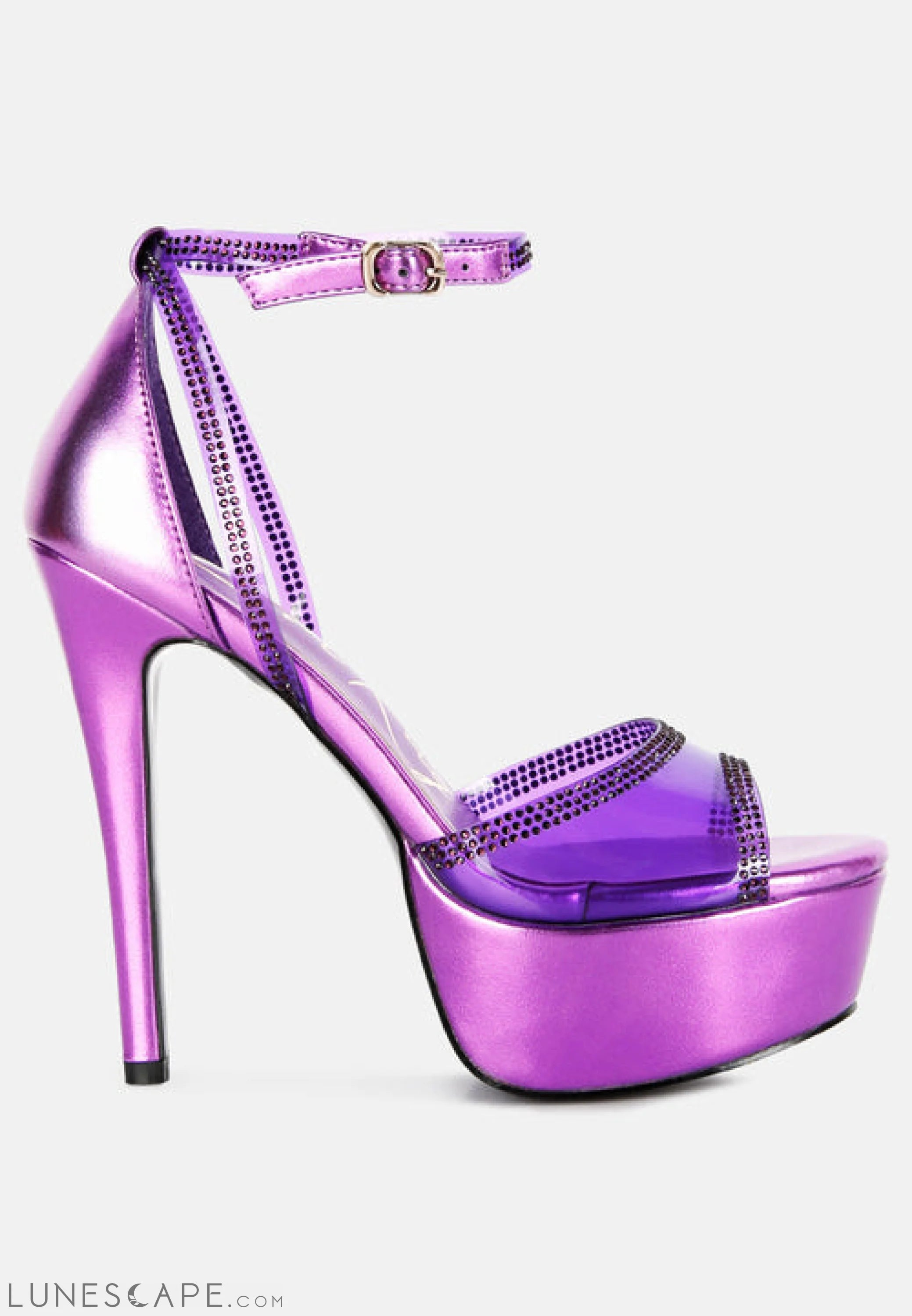 Cinderella Rhinestones Embellished Stiletto Platform Sandals LUNESCAPE