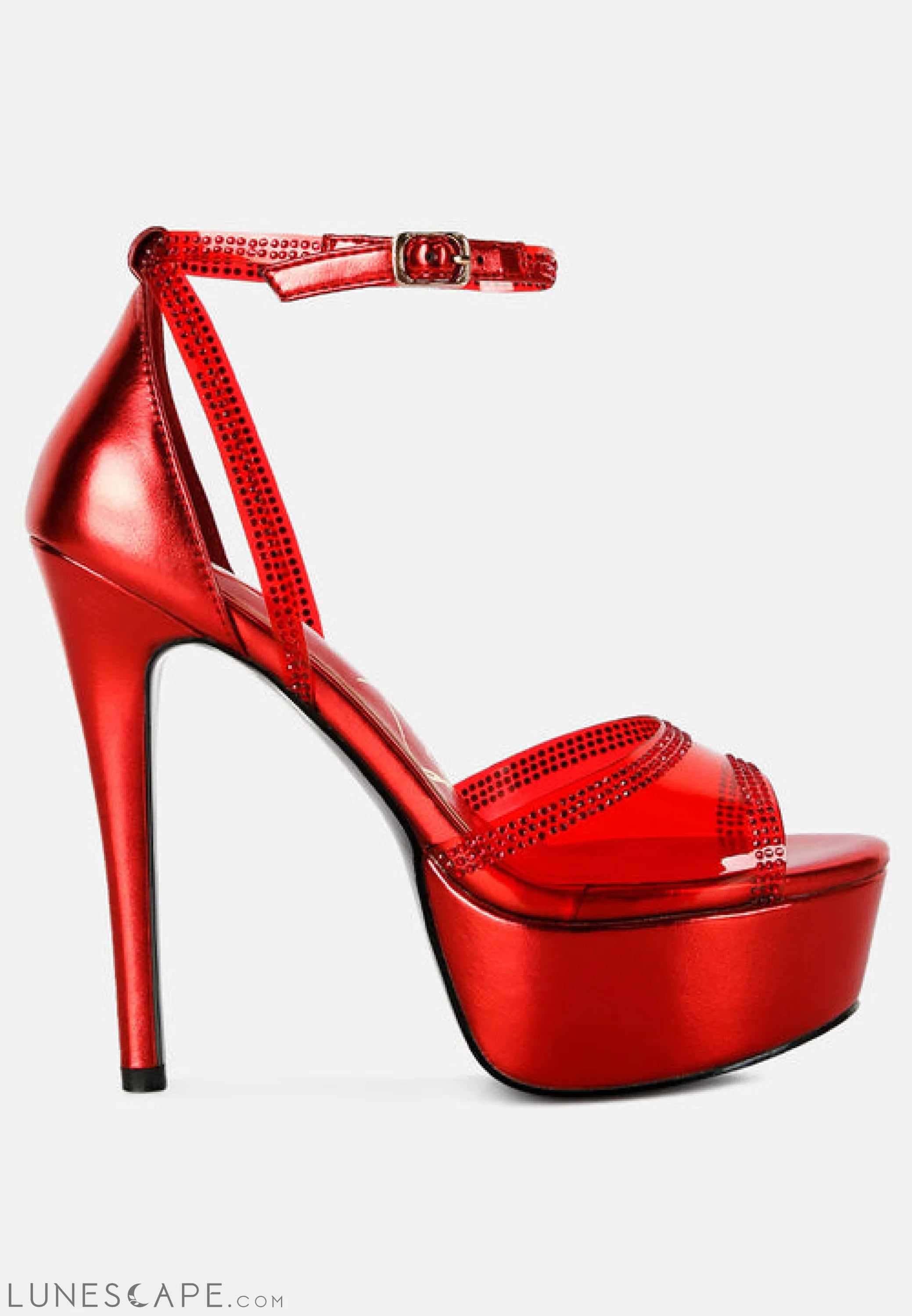 Cinderella Rhinestones Embellished Stiletto Platform Sandals LUNESCAPE
