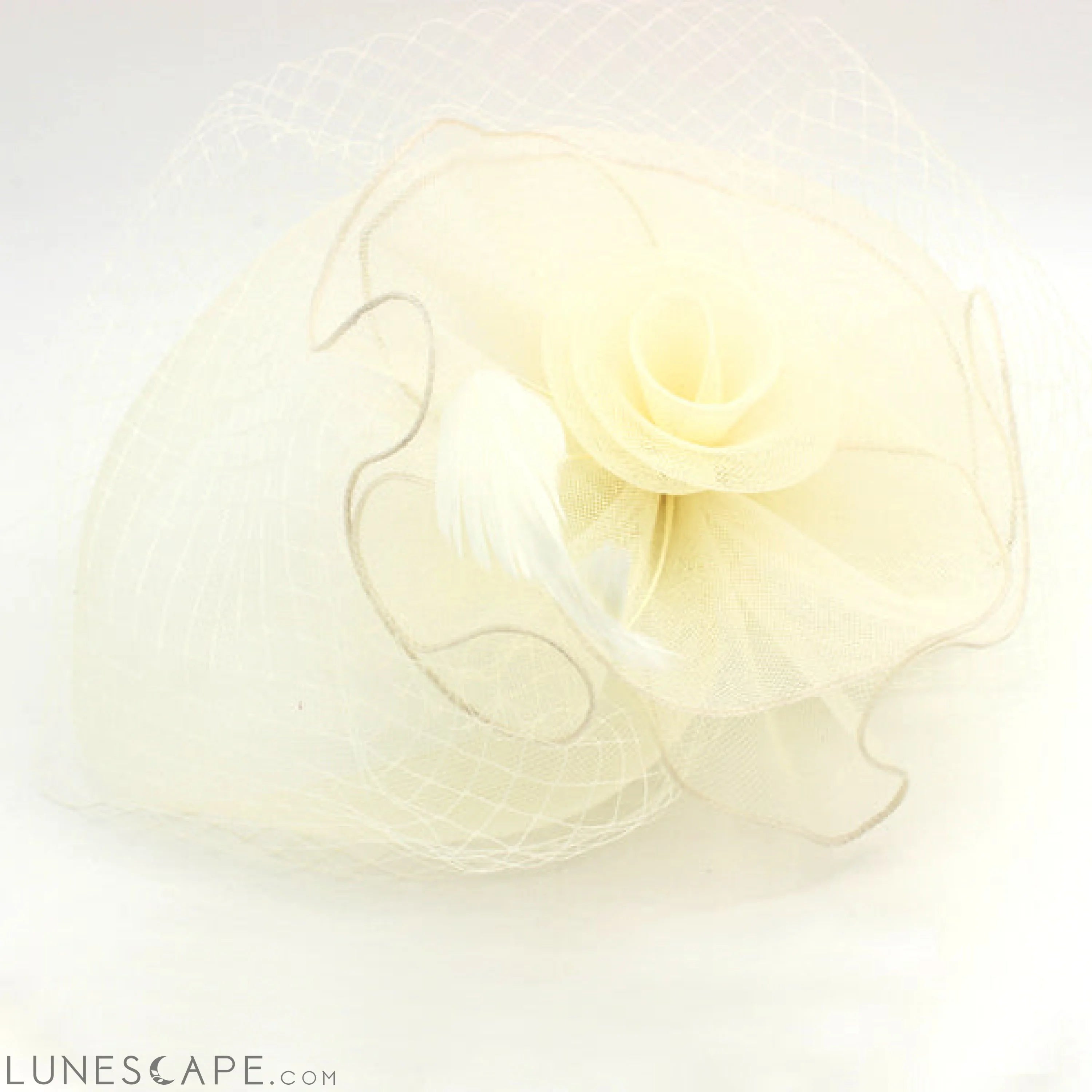 CLASSIC ROSE FASCINATOR W/ HEADBAND AND CLIP LUNESCAPE
