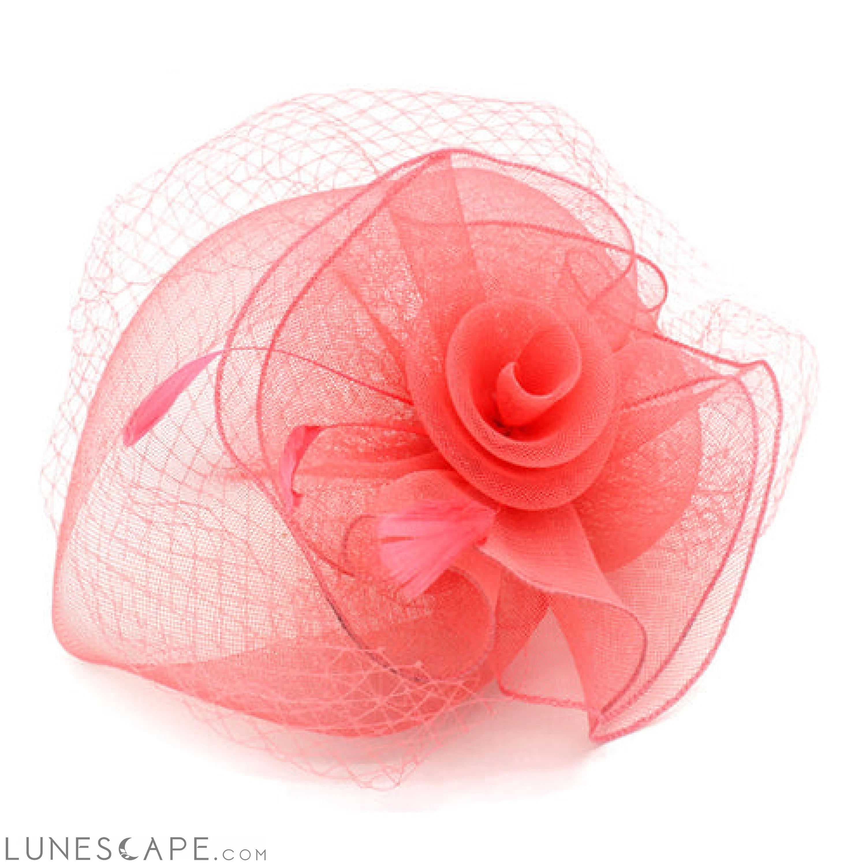 CLASSIC ROSE FASCINATOR W/ HEADBAND AND CLIP LUNESCAPE