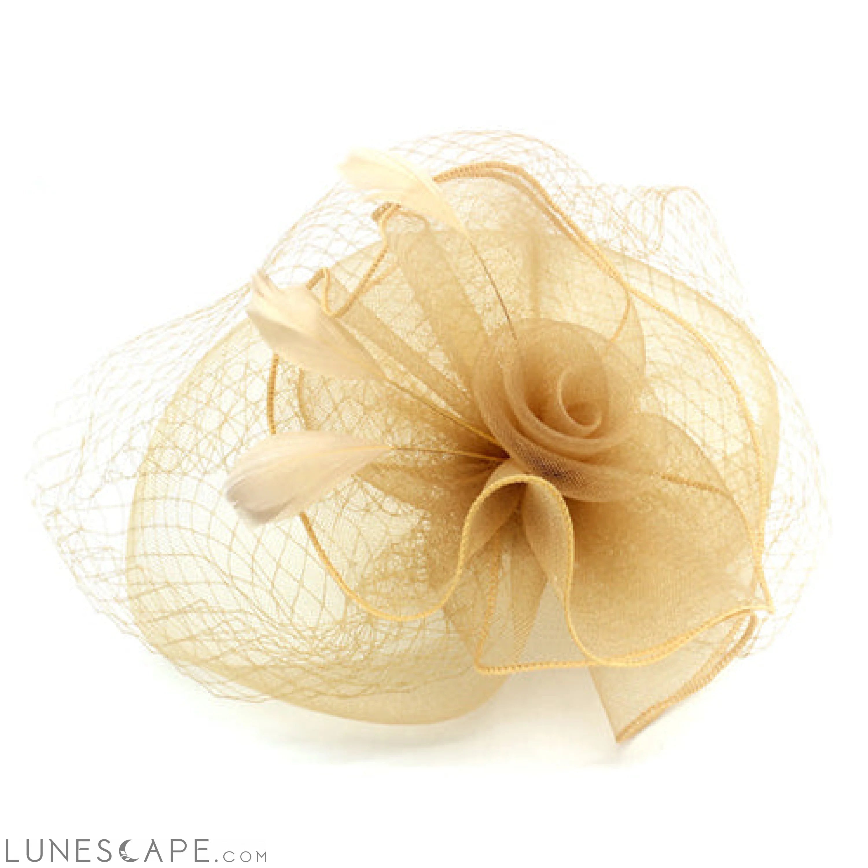 CLASSIC ROSE FASCINATOR W/ HEADBAND AND CLIP LUNESCAPE