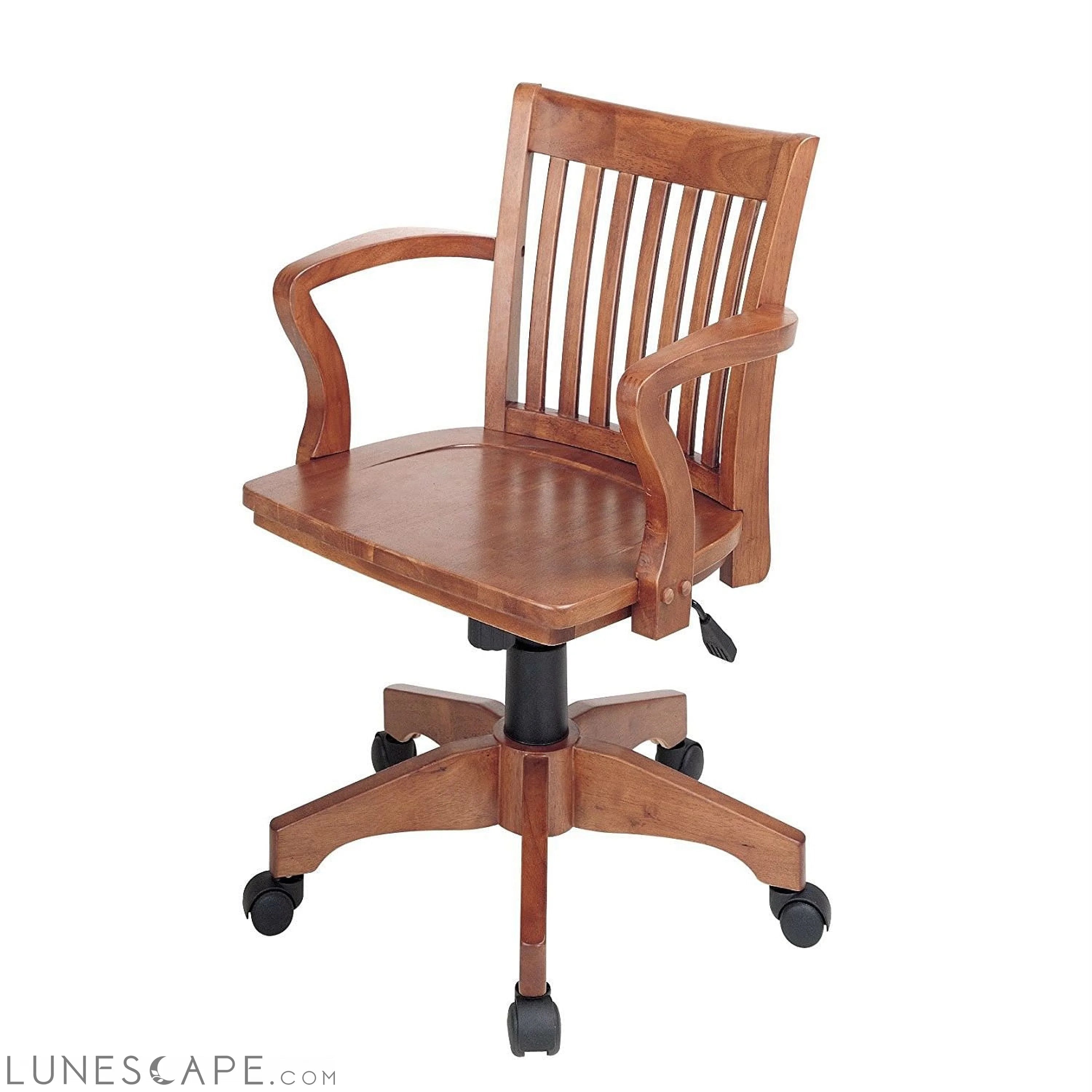 Classic Wooden Bankers Chair with Wood Seat and Arms LUNESCAPE