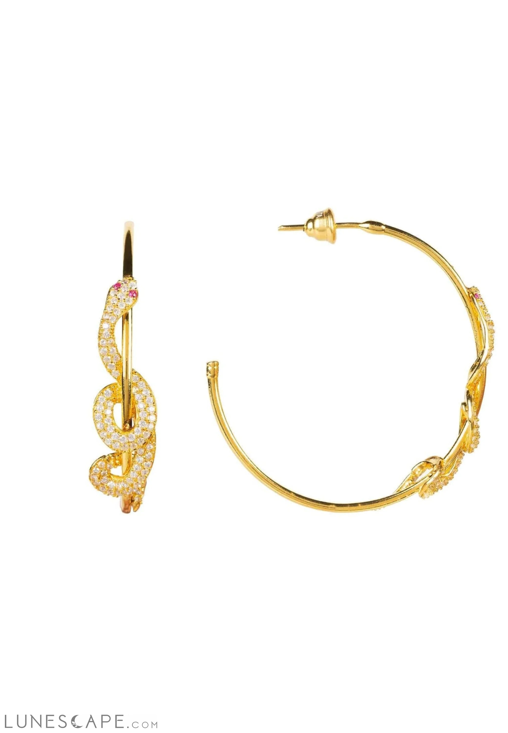 Cleopatra Serpent Snake Hoop Earrings Gold LUNESCAPE