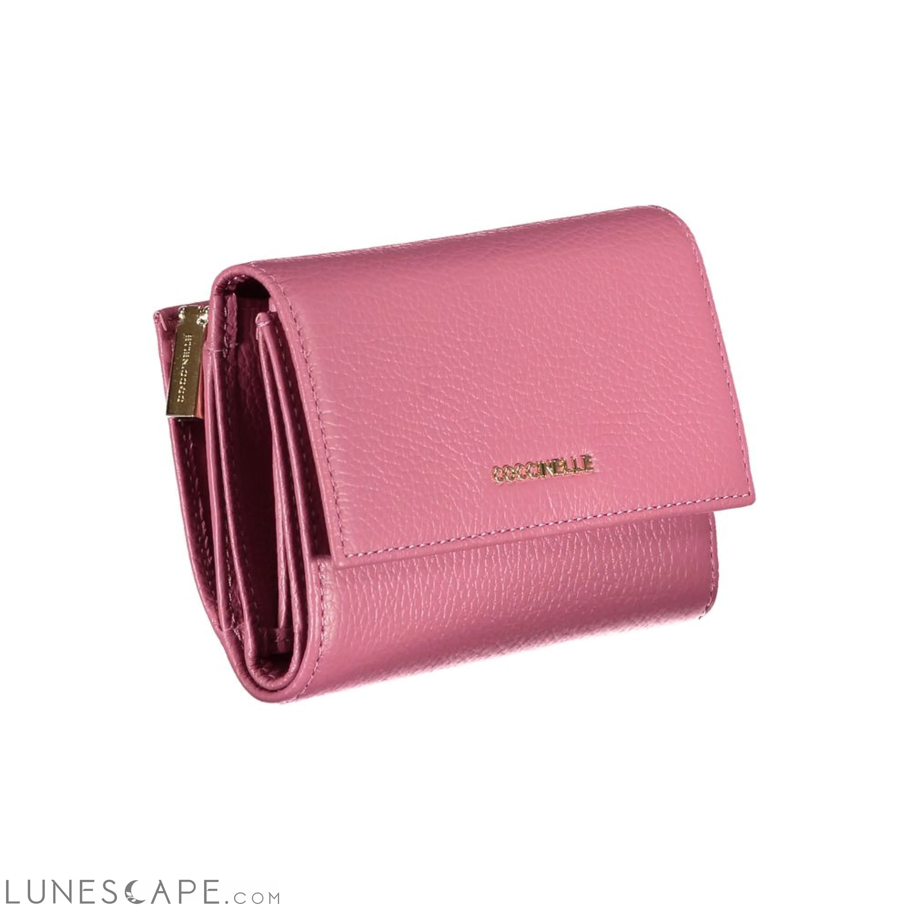 Coccinelle Elegant Pink Leather Wallet with Multiple Compartments LUNESCAPE