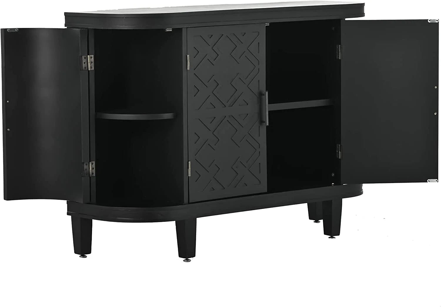 Coffee Bar Cabinet with Sliding Barn Door, 55 Inch LUNESCAPE