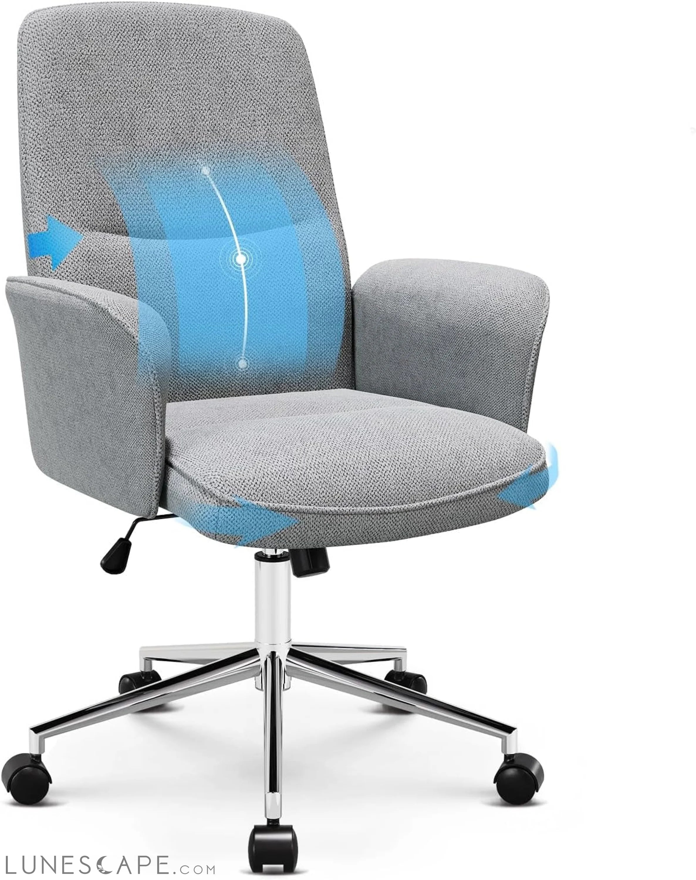 Comfy Office Desk Chair, Upholstered Fabric Computer Desk Chair, Criss LUNESCAPE