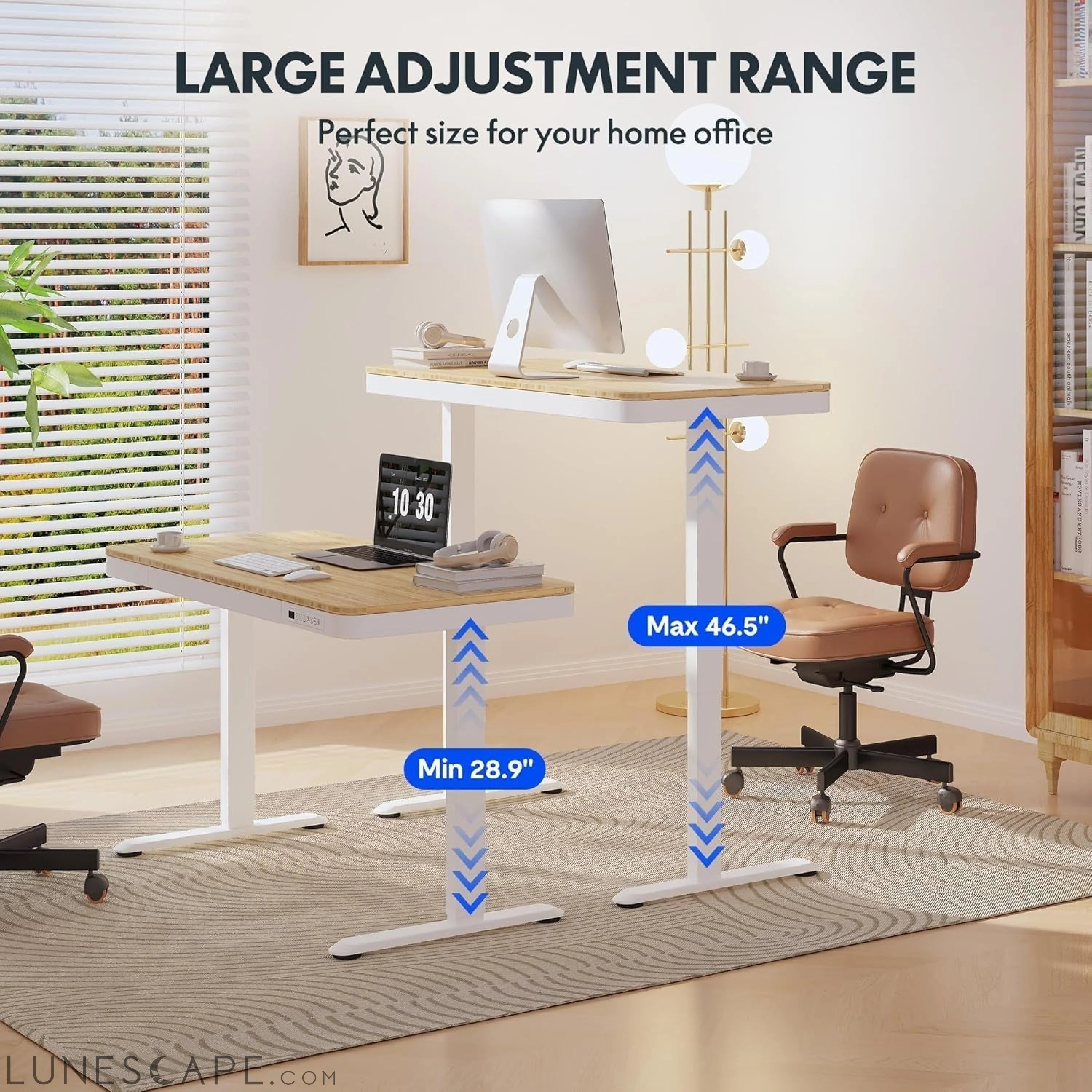 Comhar Electric Standing Desk with Drawer Desktop & Adjustable Frame LUNESCAPE