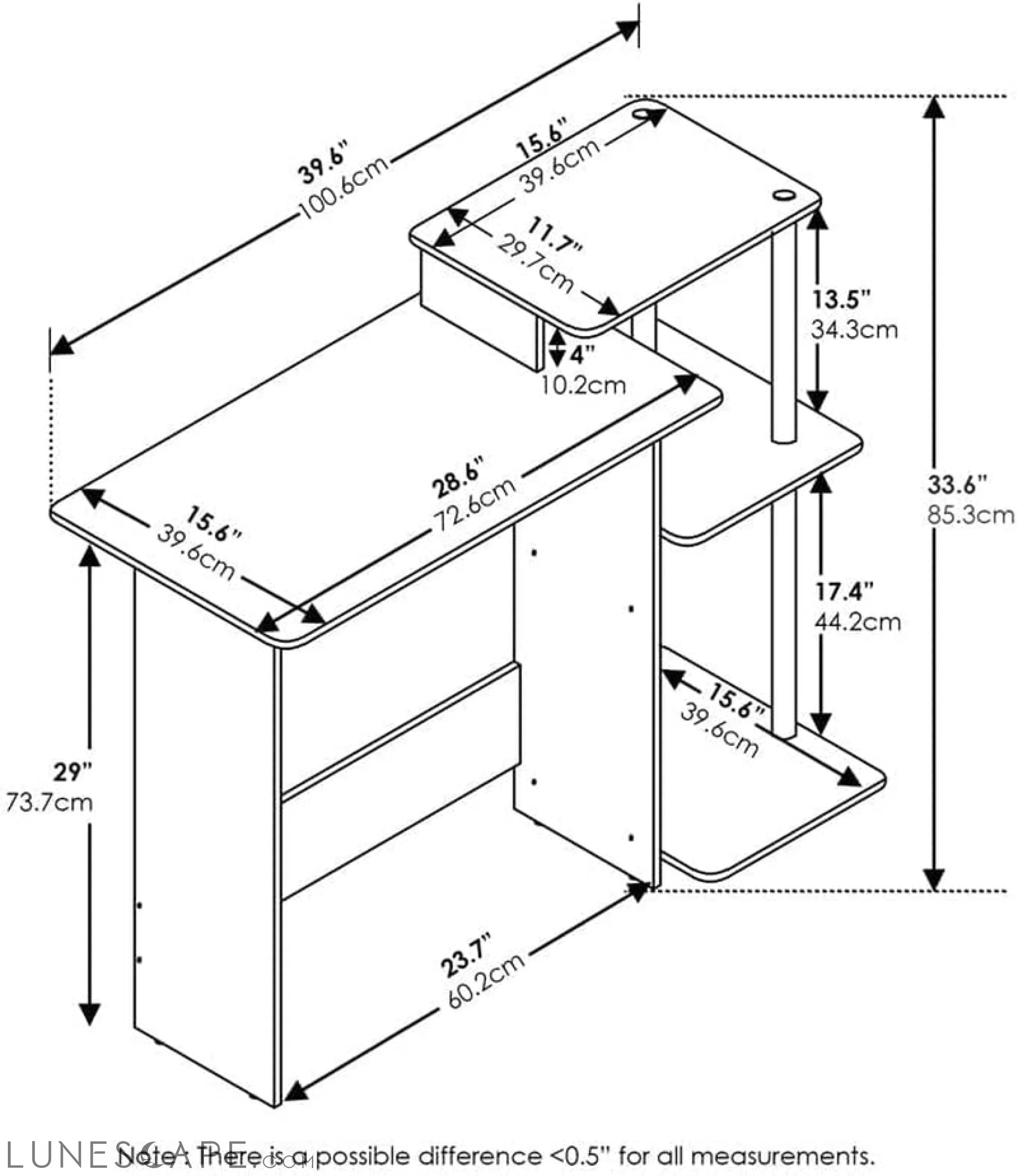 Compact Desk with Square Shelves for Home Office LUNESCAPE