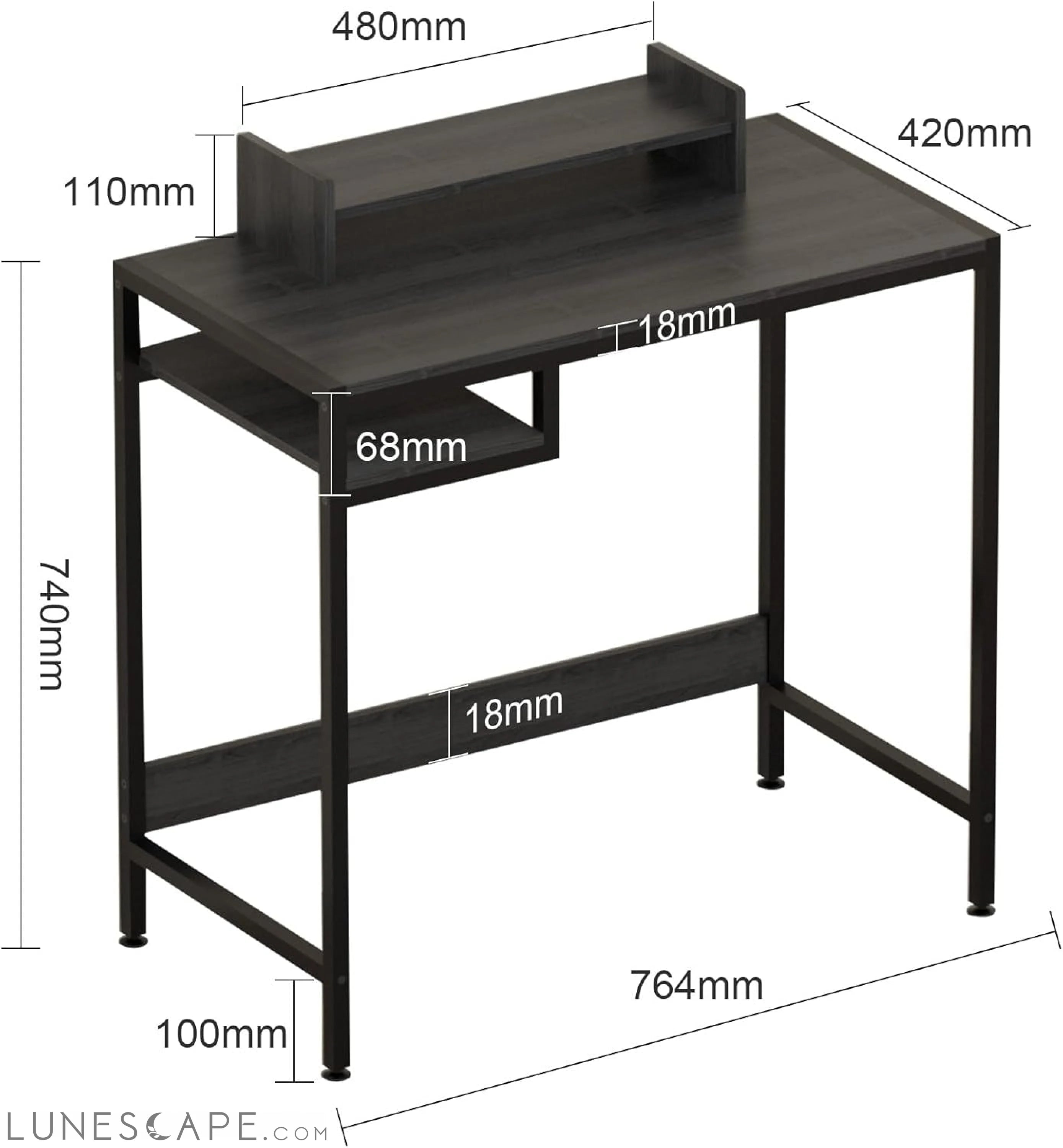 Computer Desk - 32 Inch Home Office Desk with Storage, Gaming Desk LUNESCAPE