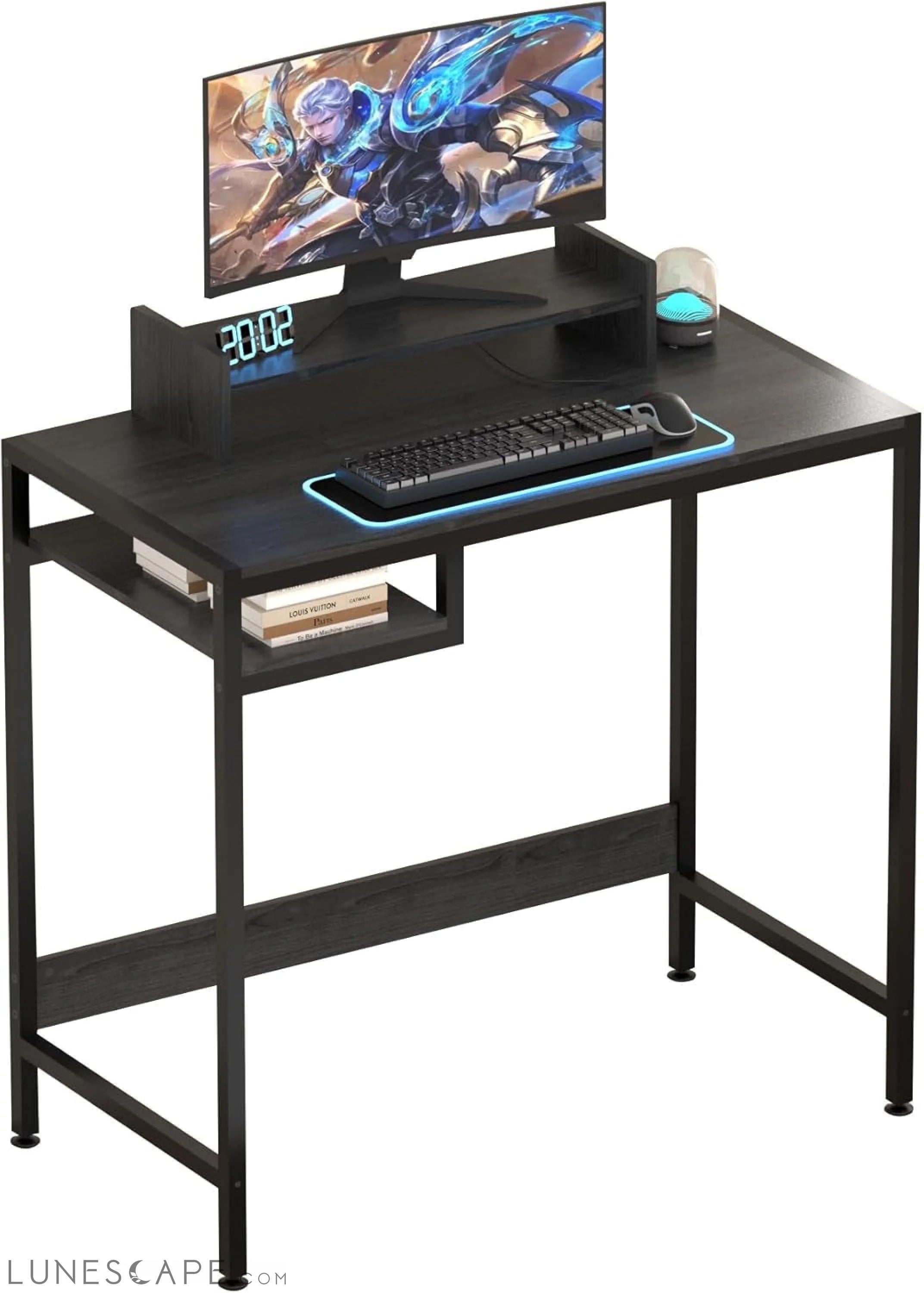 Computer Desk - 32 Inch Home Office Desk with Storage, Gaming Desk LUNESCAPE