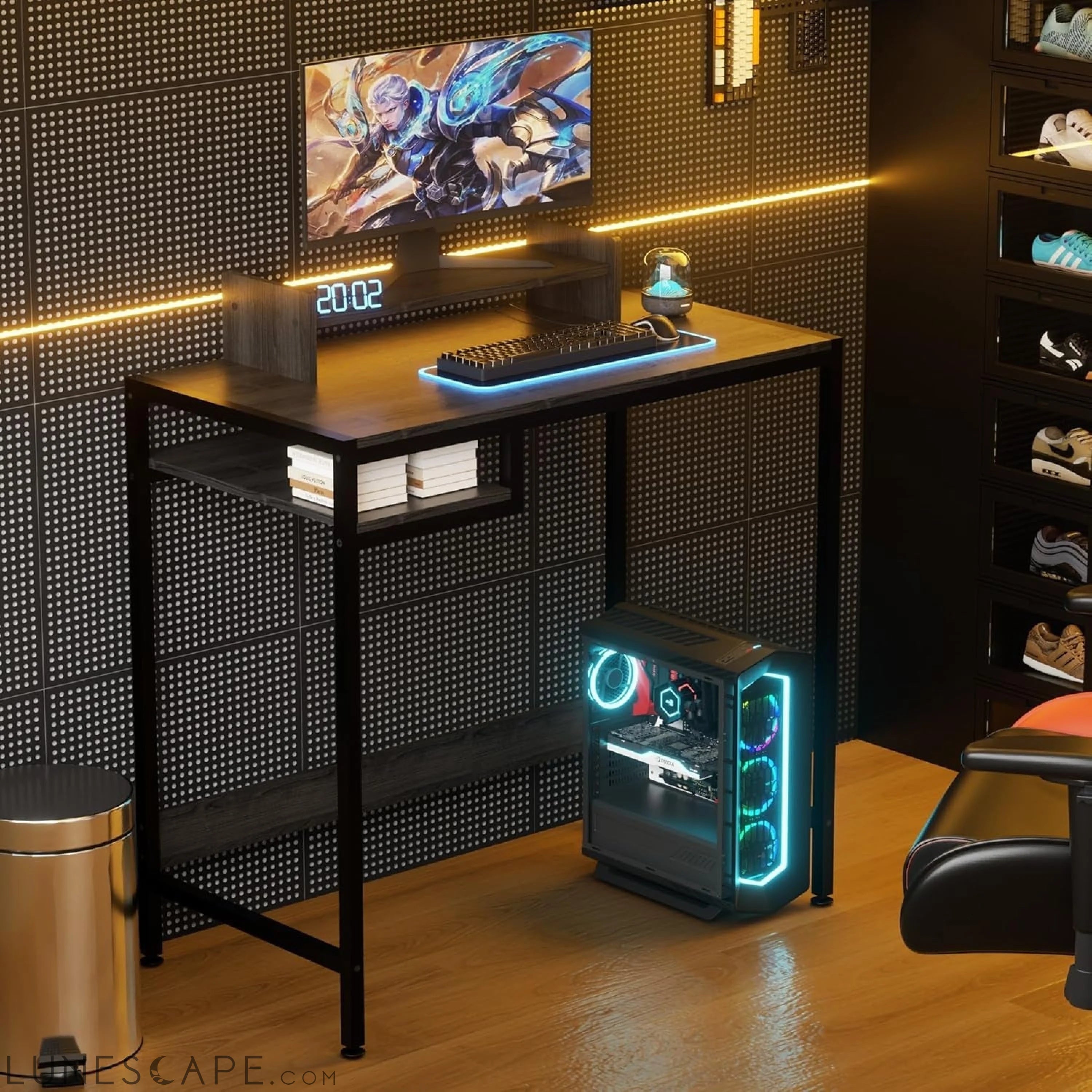 Computer Desk - 32 Inch Home Office Desk with Storage, Gaming Desk LUNESCAPE