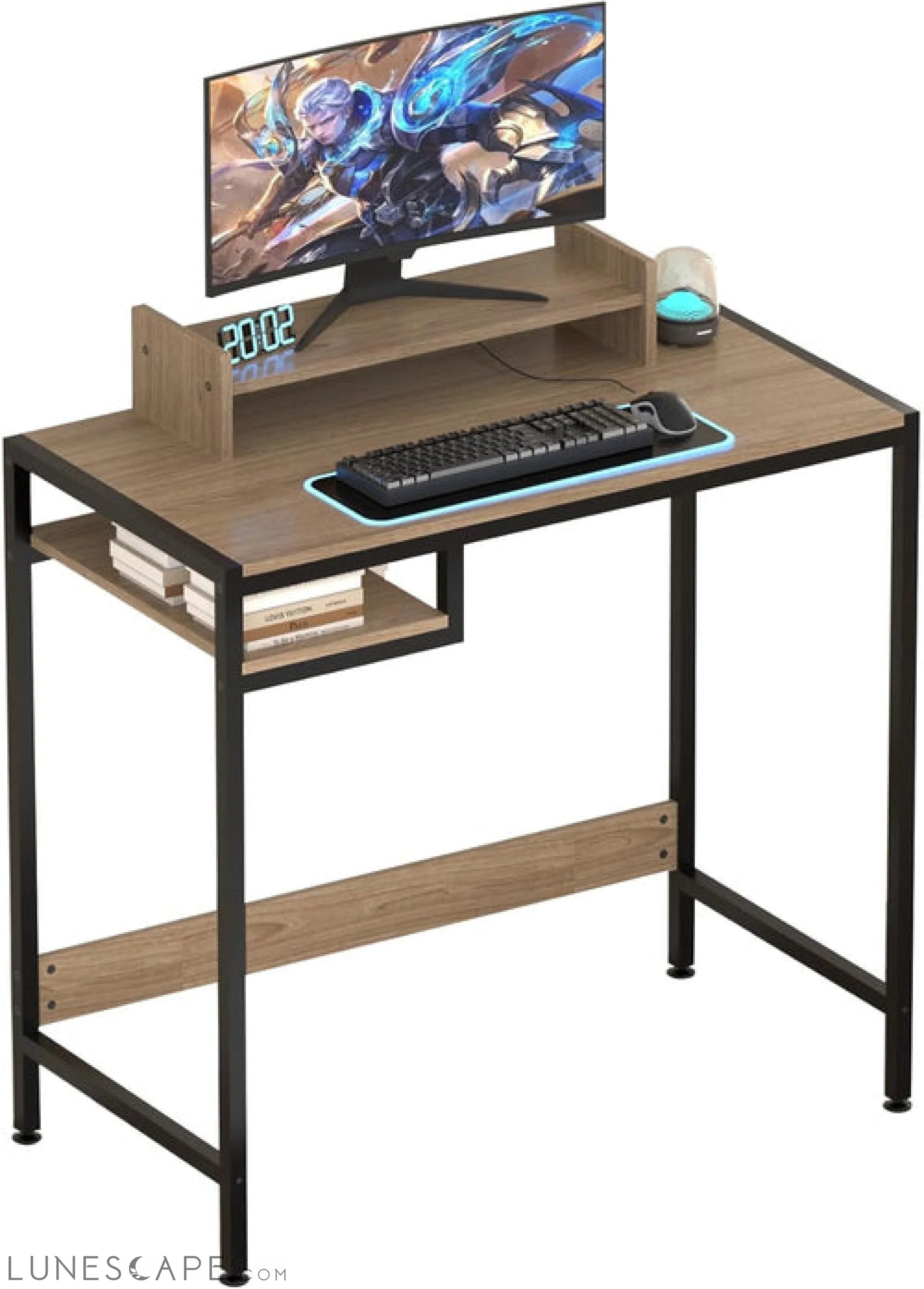 Computer Desk - 32 Inch Home Office Desk with Storage, Gaming Desk LUNESCAPE