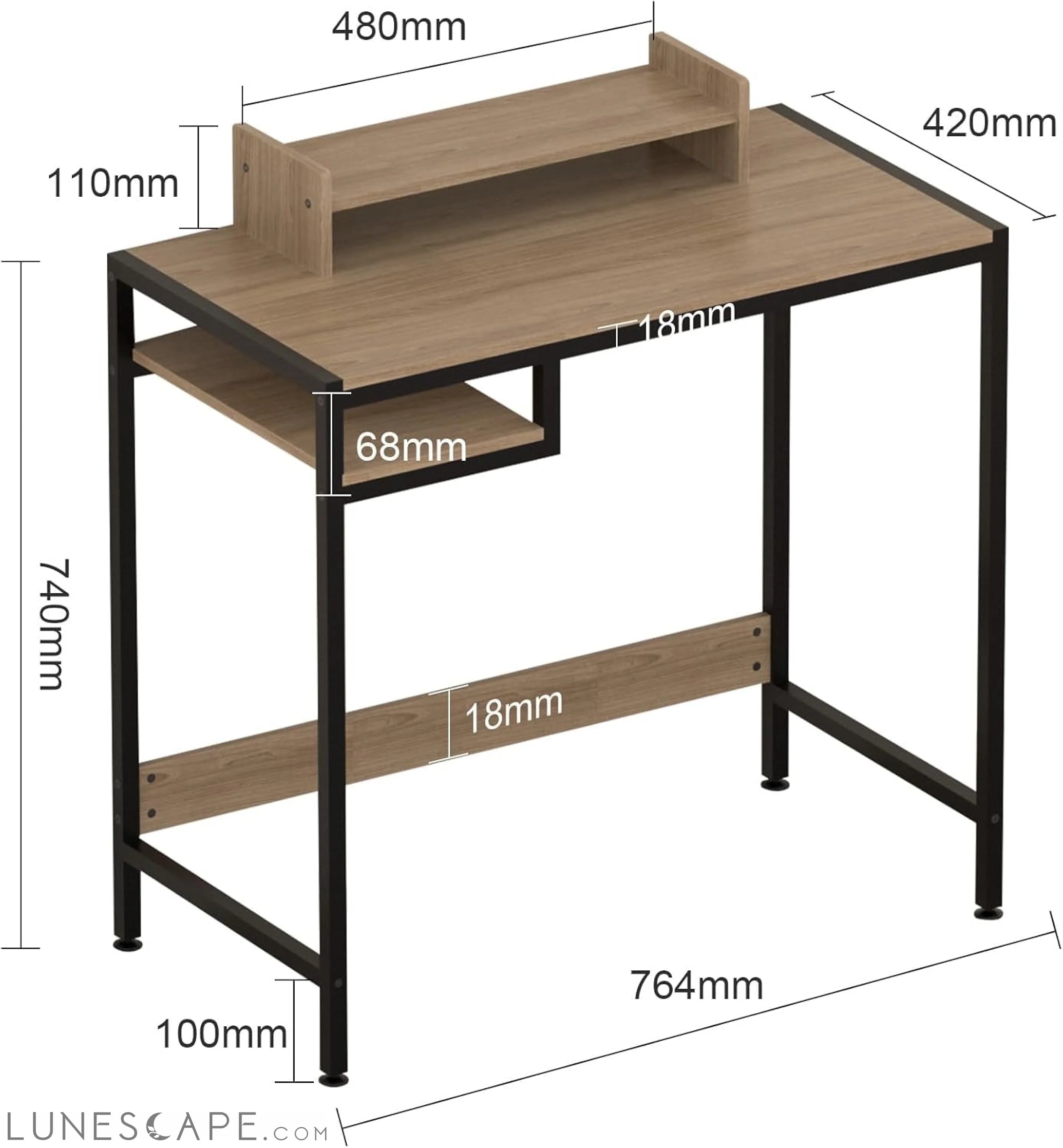 Computer Desk - 32 Inch Home Office Desk with Storage, Gaming Desk LUNESCAPE