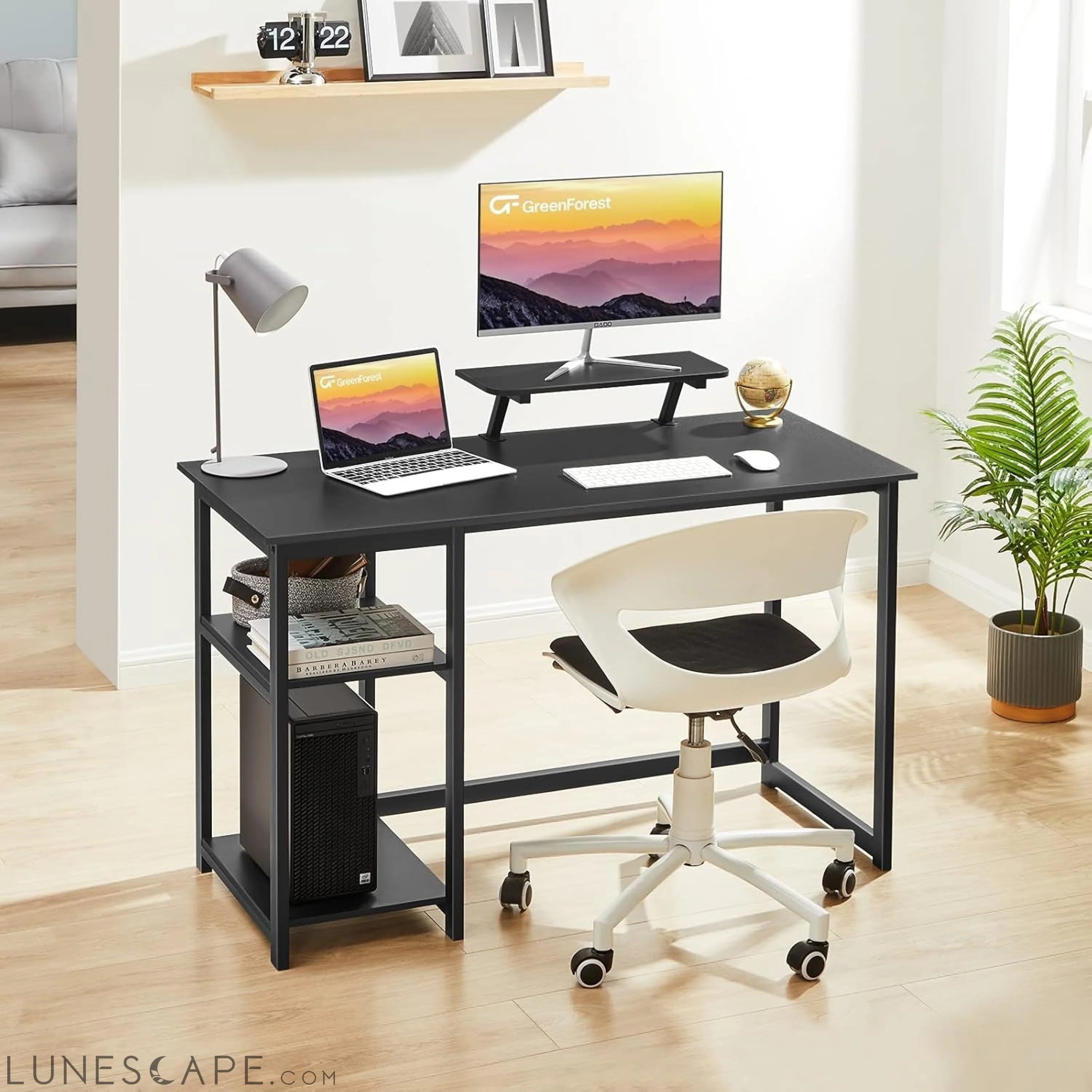 Computer Desk 39 Inch with Monitor Stand, Office Desk with Adjustable LUNESCAPE