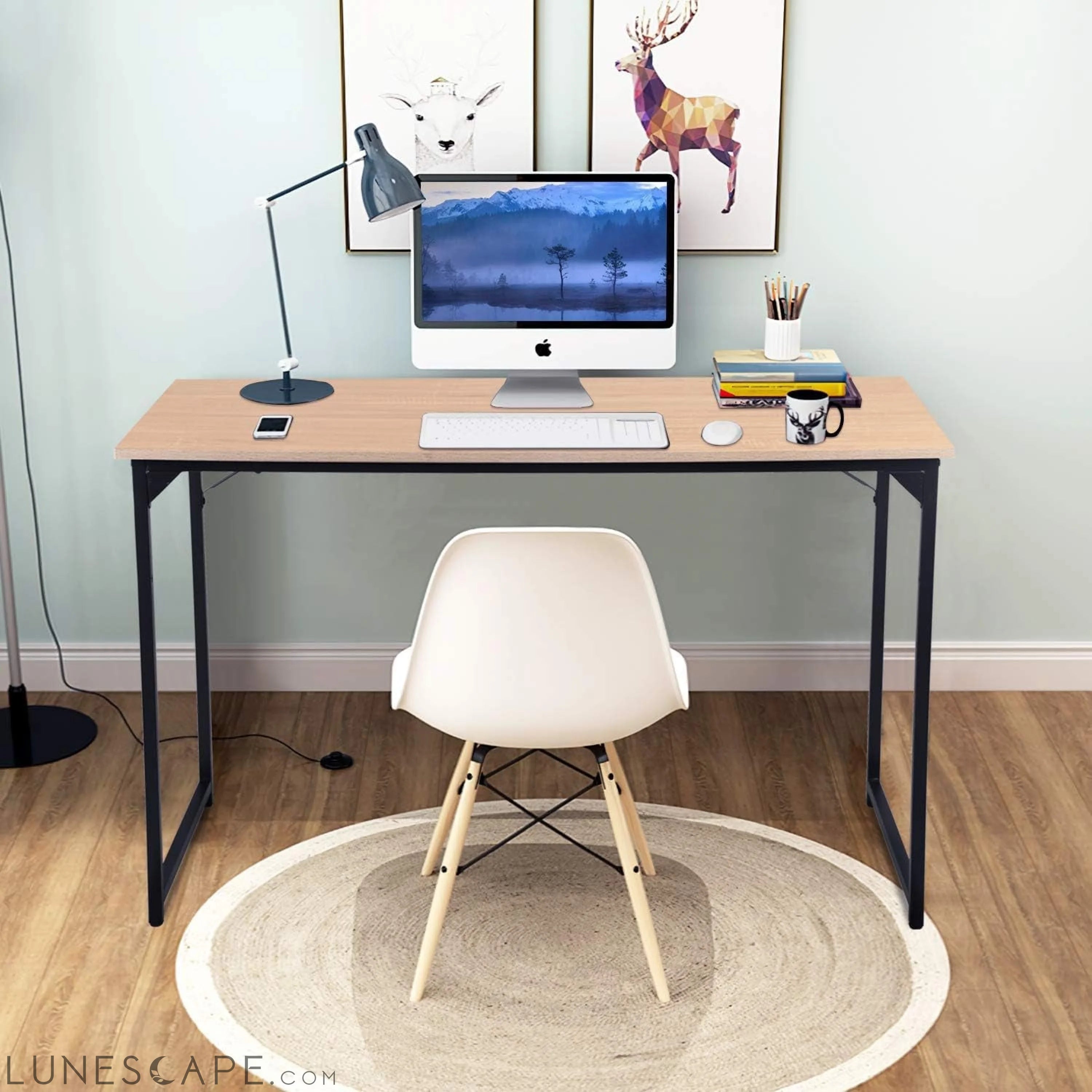 Computer Desk,47.2 Inches Home Office Desk Writing Study Table Modern LUNESCAPE