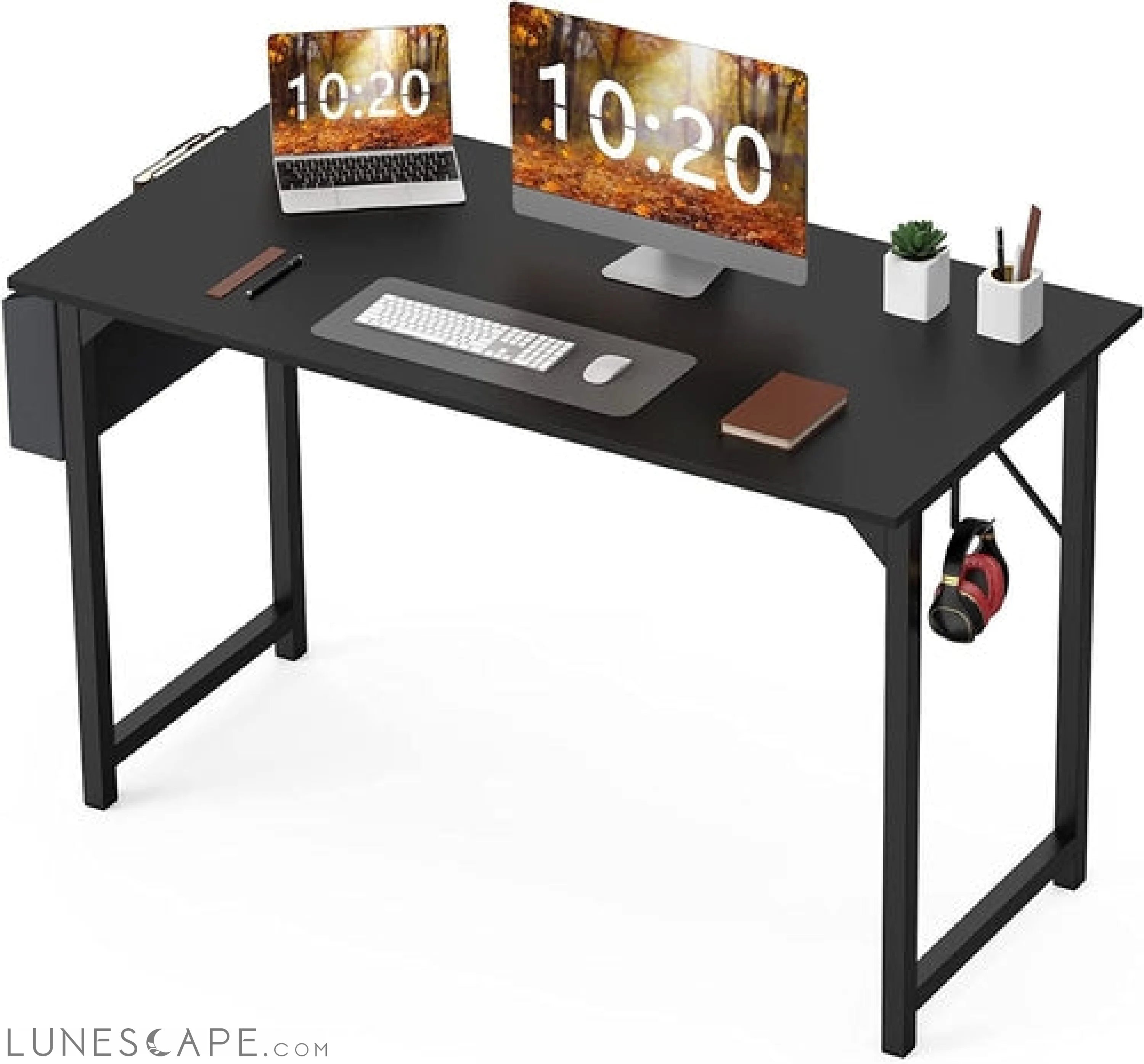 Computer Desk 47 Inch, Modern Simple Style, Storage Bag LUNESCAPE