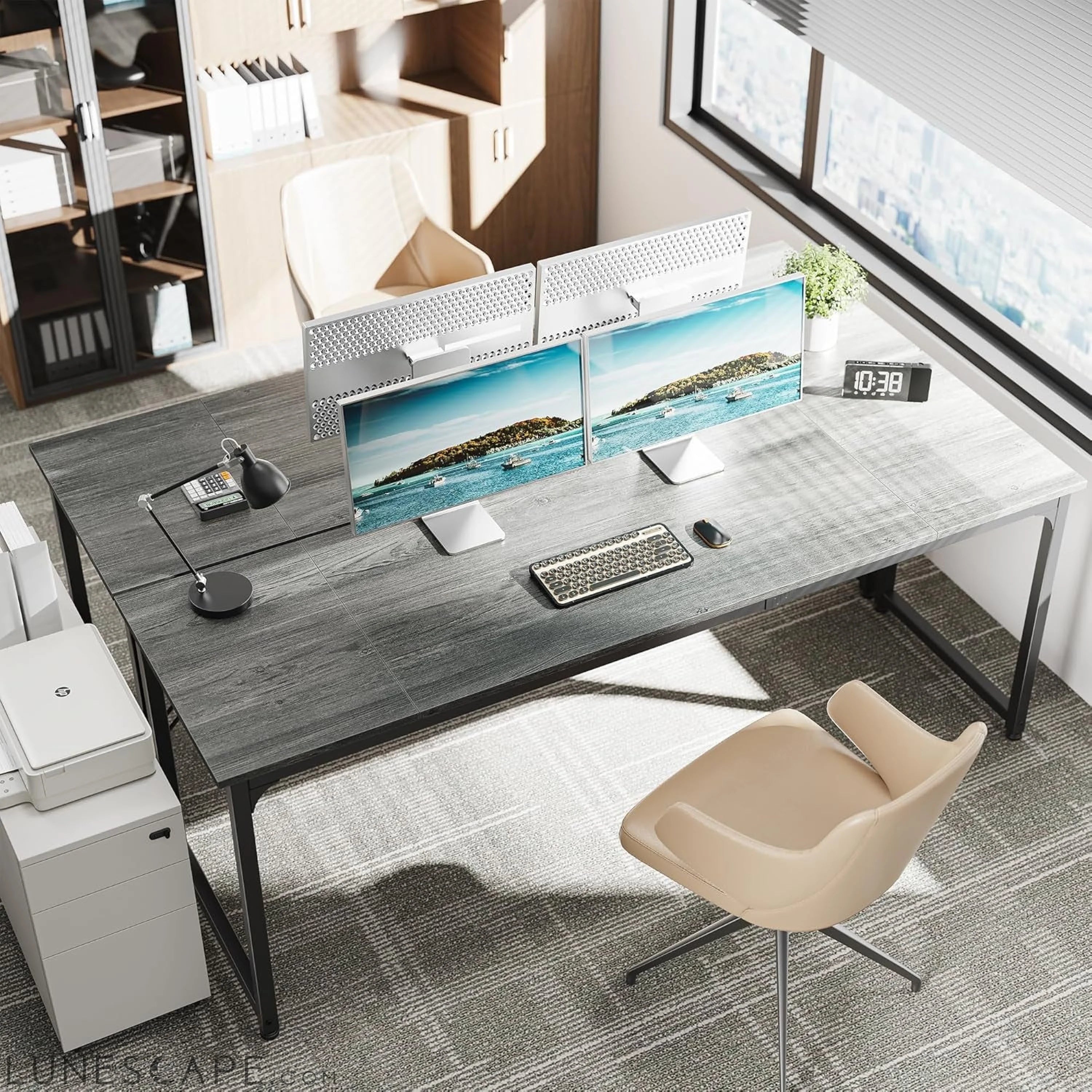 Computer Desk, 80 Inch Office Desk, Gaming Desk with Storage, Writing LUNESCAPE