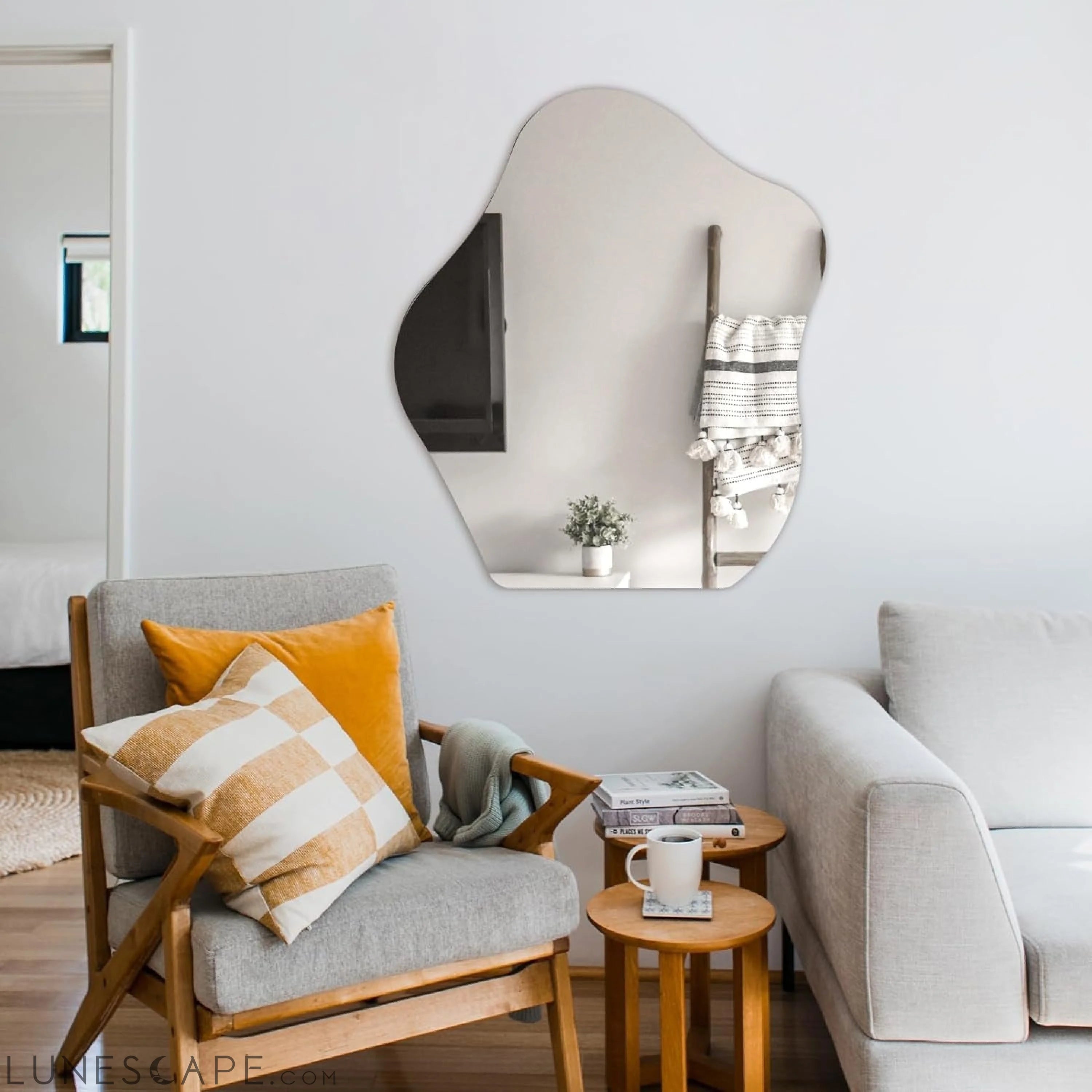 Contemporary Cloud-Shaped Frameless Wall Mirror for Home Living Room LUNESCAPE