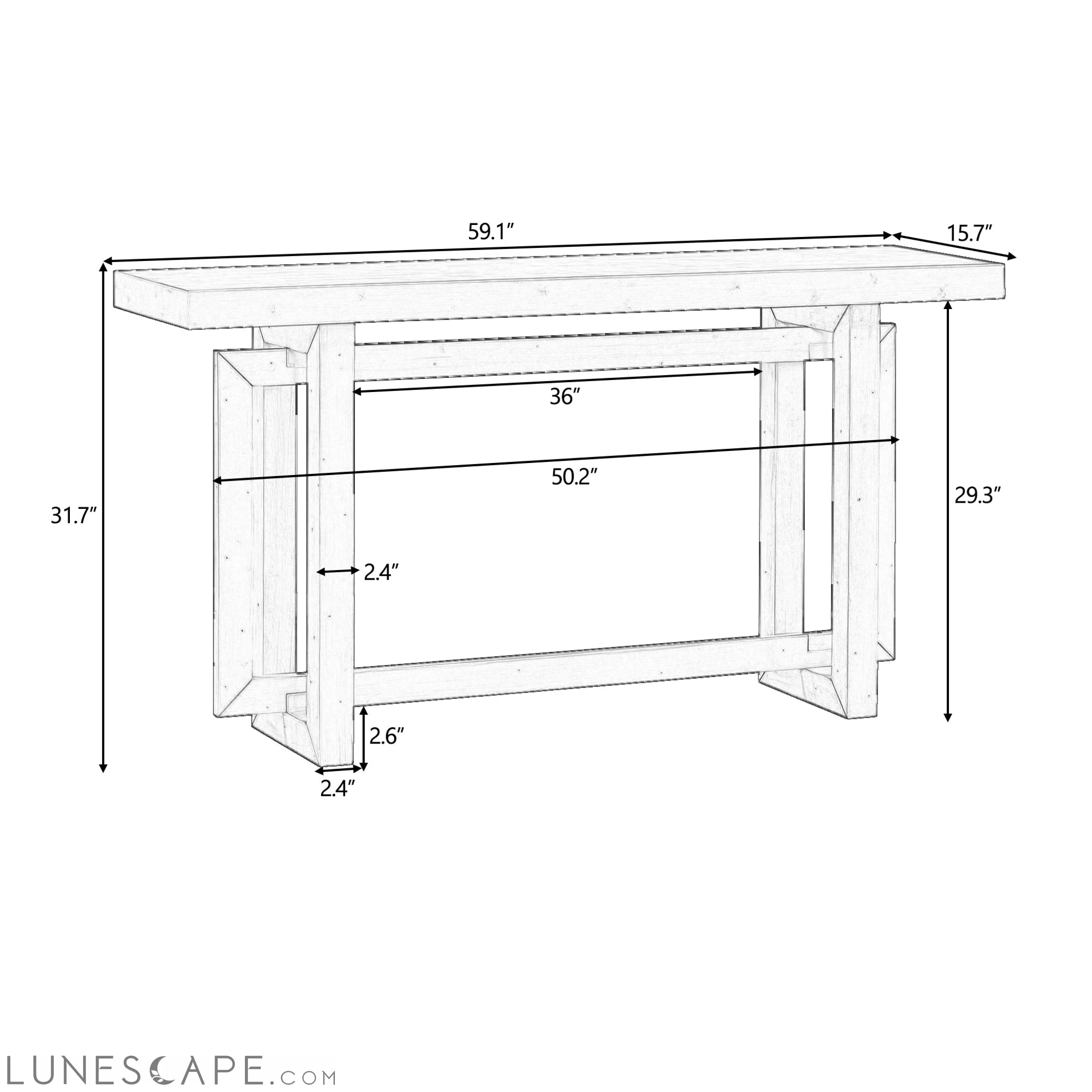 Contemporary Console Table with Wood Top, Extra Long Entryway Table LUNESCAPE