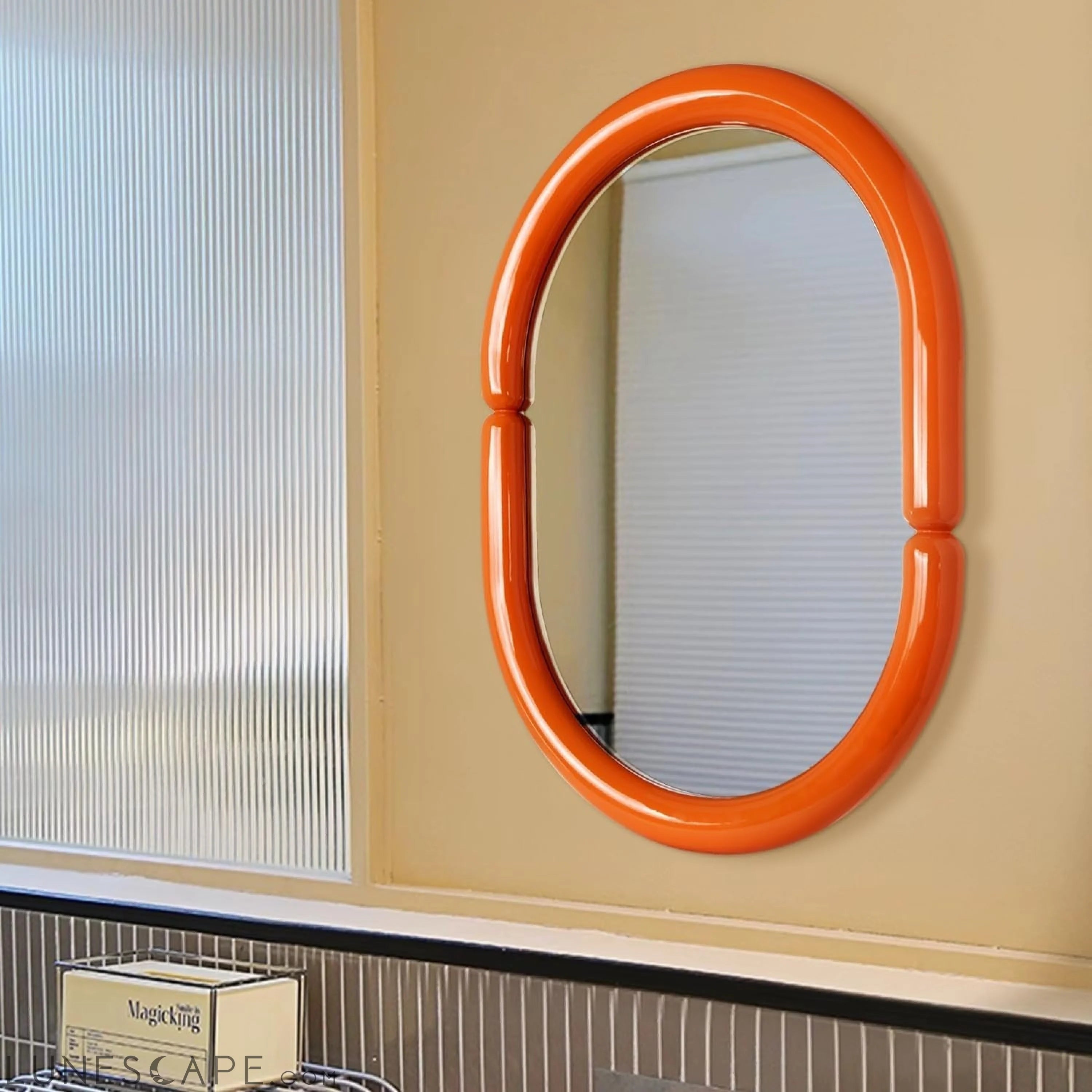 Contemporary Oval Wood Framed Wall Mirror - Elegant Wall Mounted LUNESCAPE