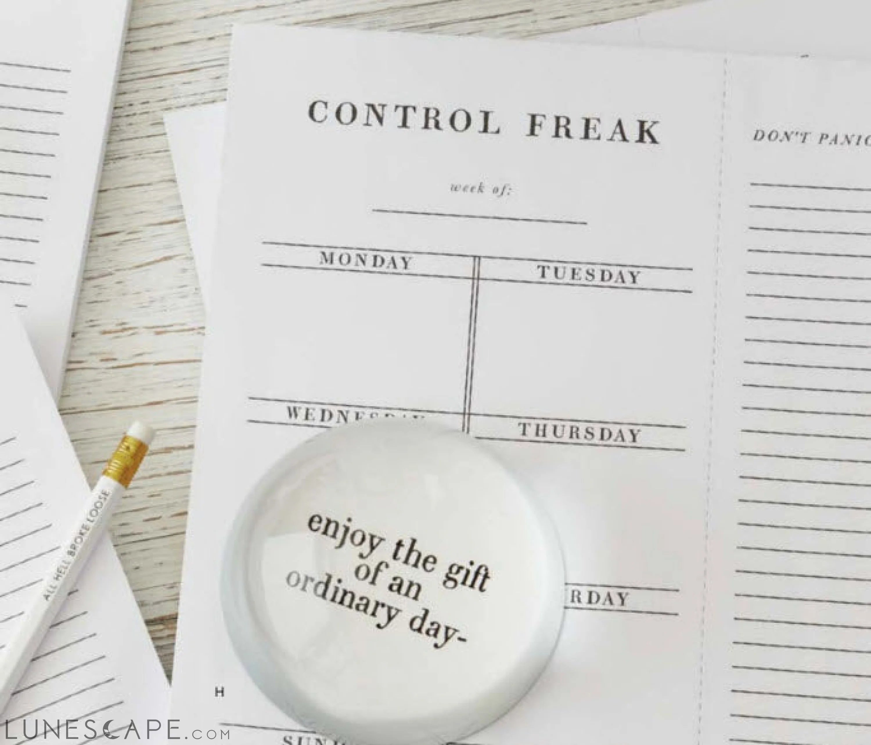 Control Freak Weekly List Notepad | 8.5" x 11" Desk Planner LUNESCAPE