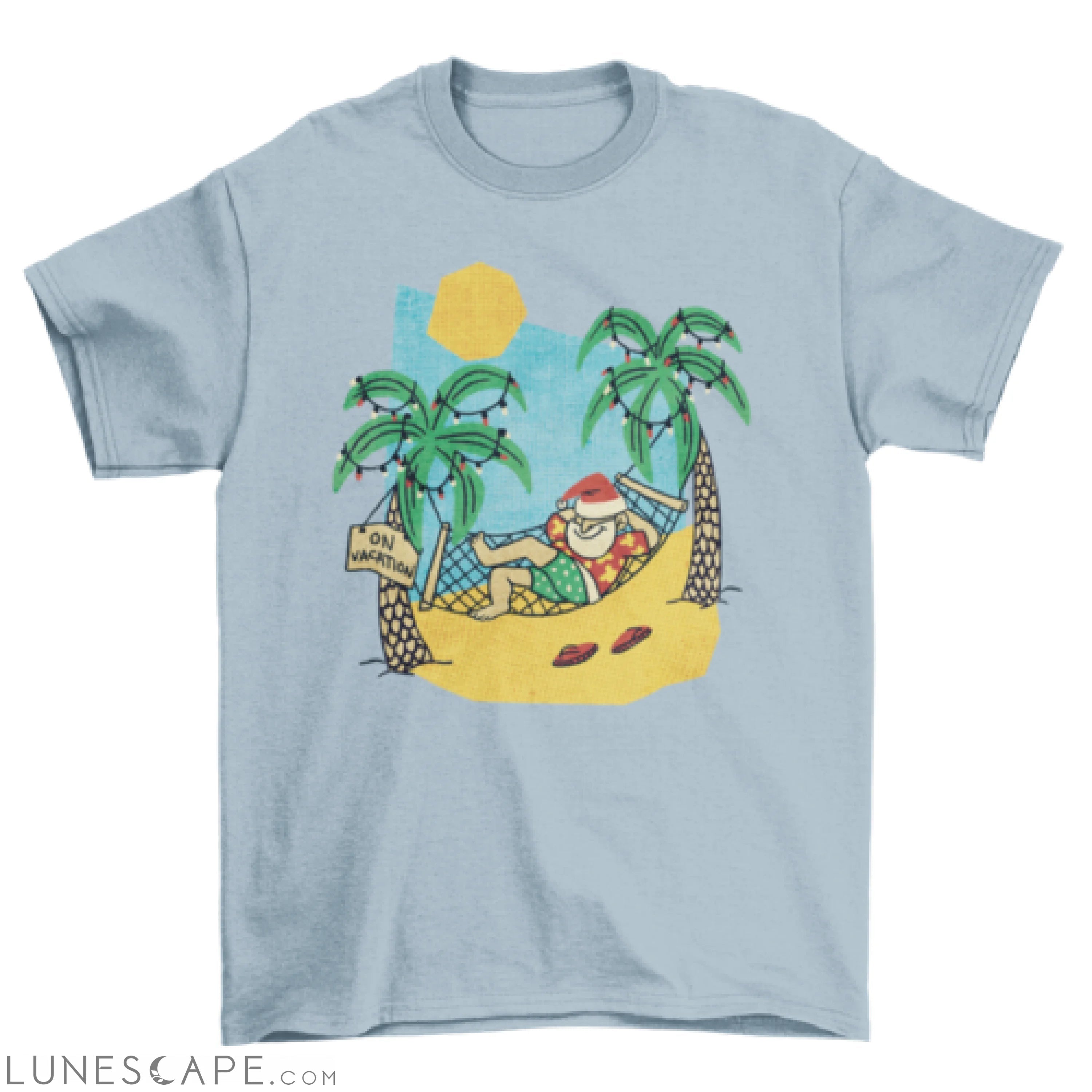 Cool Fashion Santa holiday Vacation relaxing summer beach Cartoon LUNESCAPE