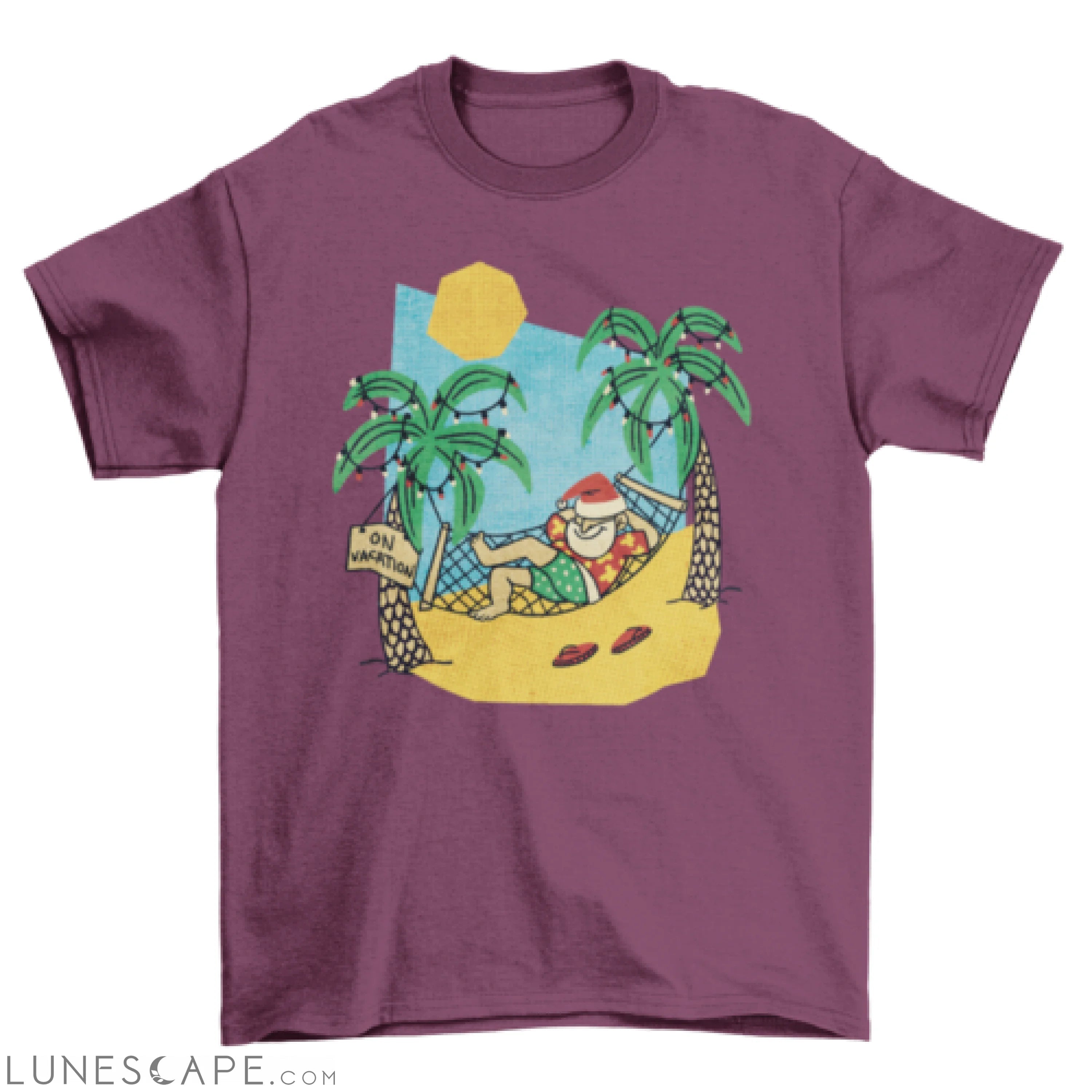 Cool Fashion Santa holiday Vacation relaxing summer beach Cartoon LUNESCAPE