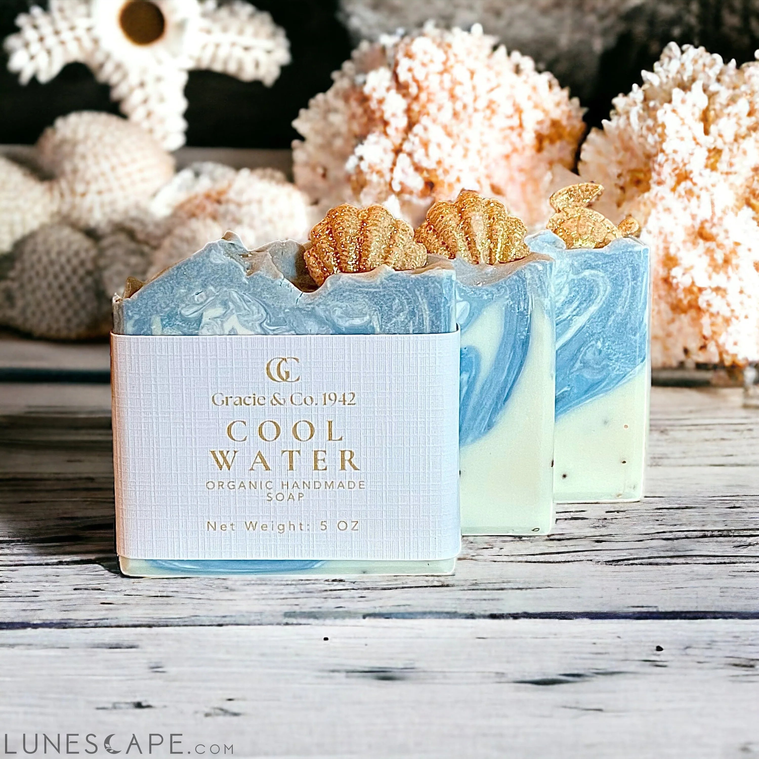 Cool Waters Organic Handmade Shea Butter Soap Bar LUNESCAPE