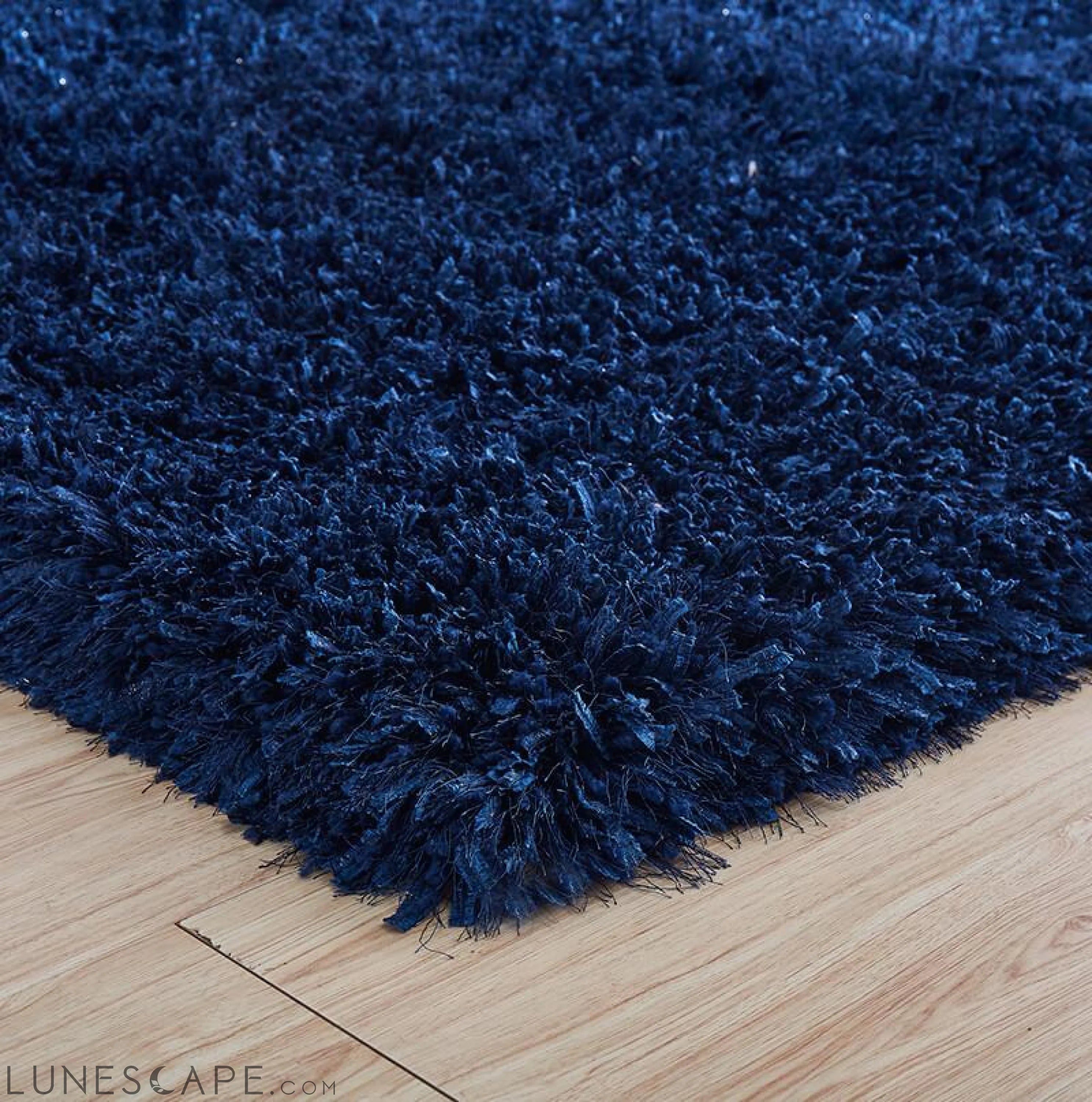 "Coral" Shag Area Rug High Pile in Navy LUNESCAPE