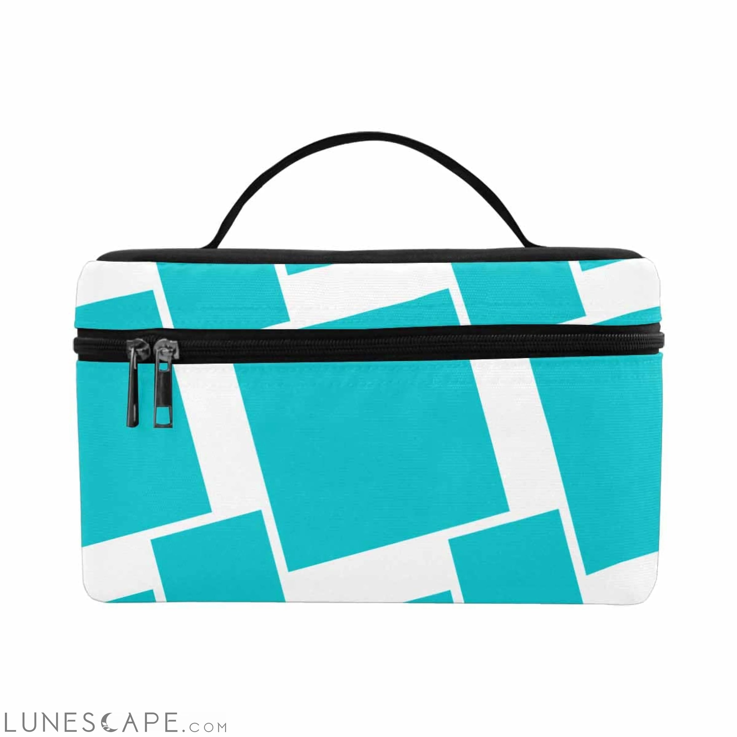 Cosmetic Bag - Sea Blue Grid Print LUNESCAPE