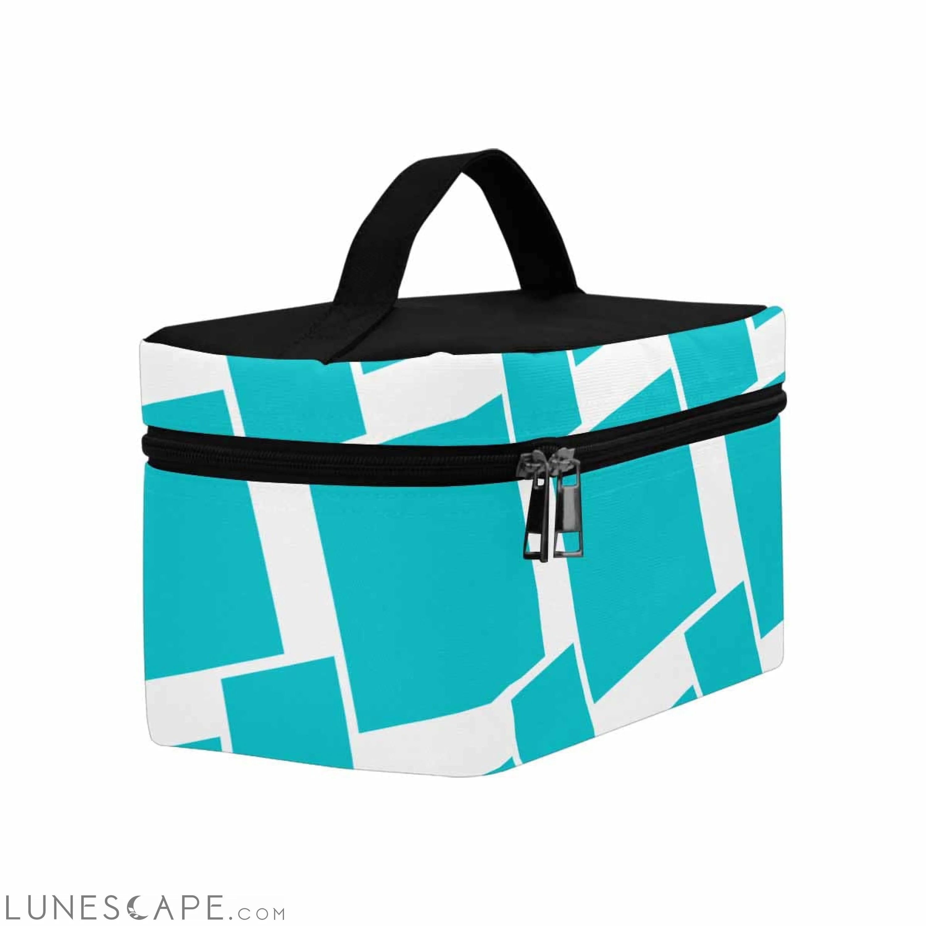Cosmetic Bag - Sea Blue Grid Print LUNESCAPE