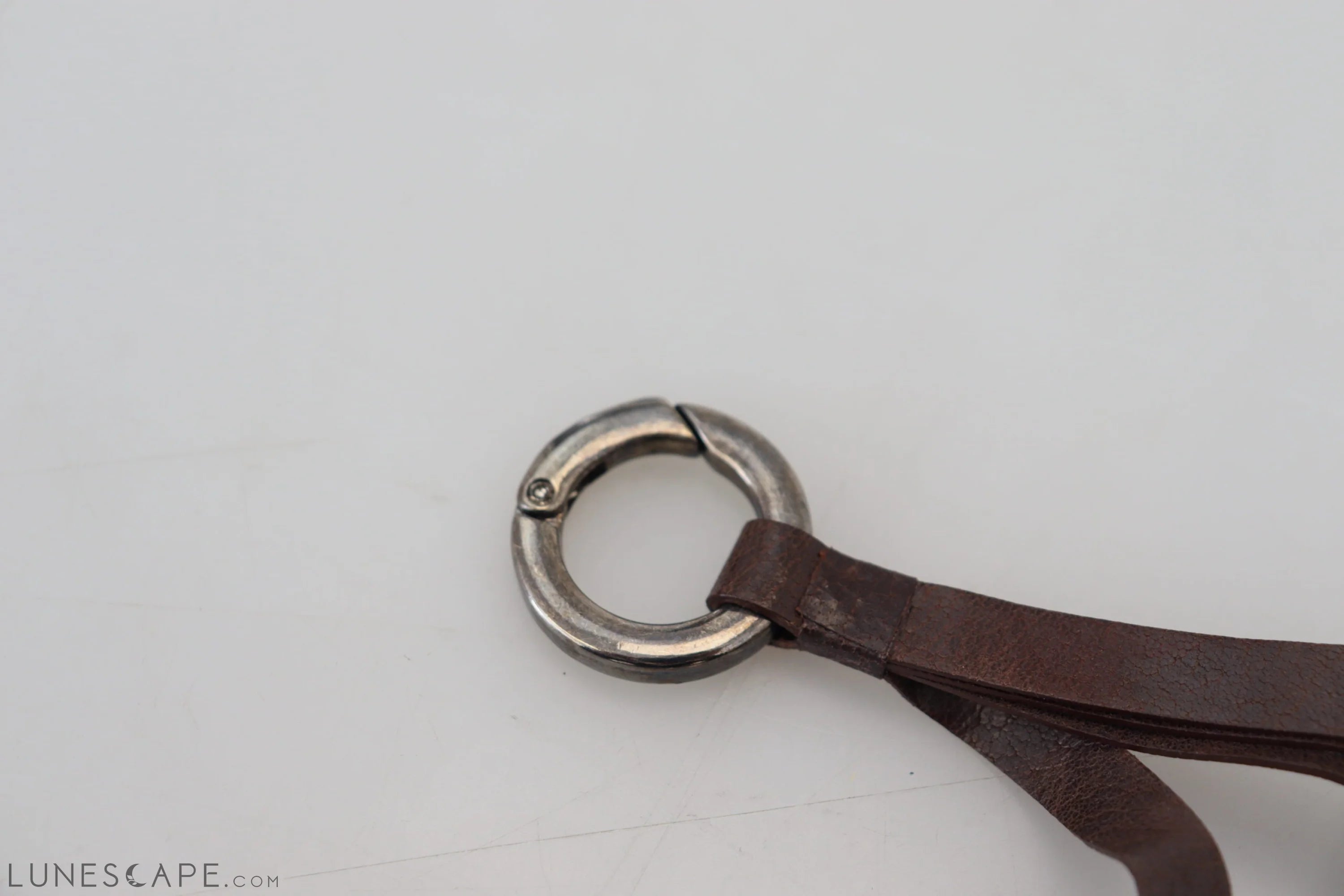 Costume National Elegant Brass & Leather Keychain Charm LUNESCAPE